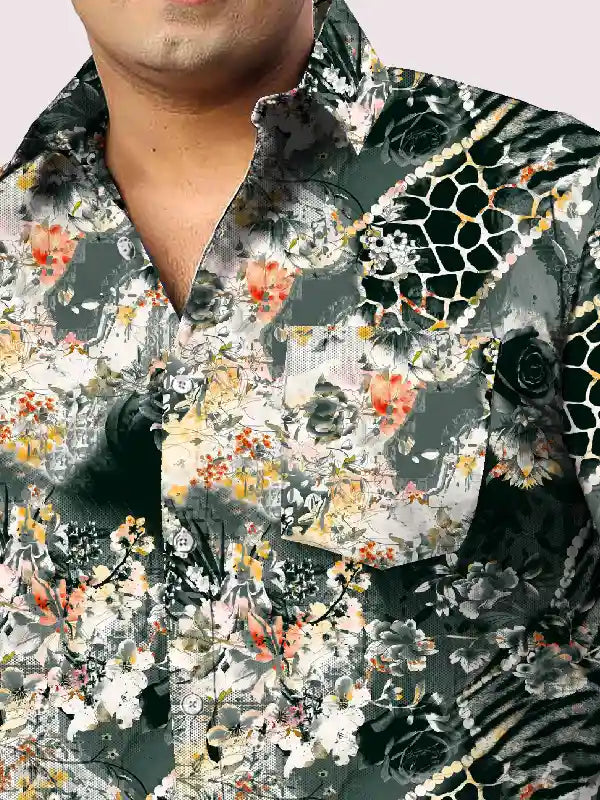 Leopard Zebra Skin Digital Printed Men Plus Size Full Shirt