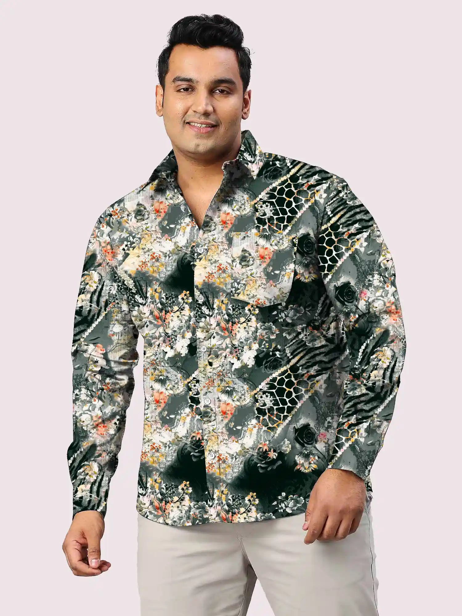 Leopard Zebra Skin Digital Printed Men Plus Size Full Shirt