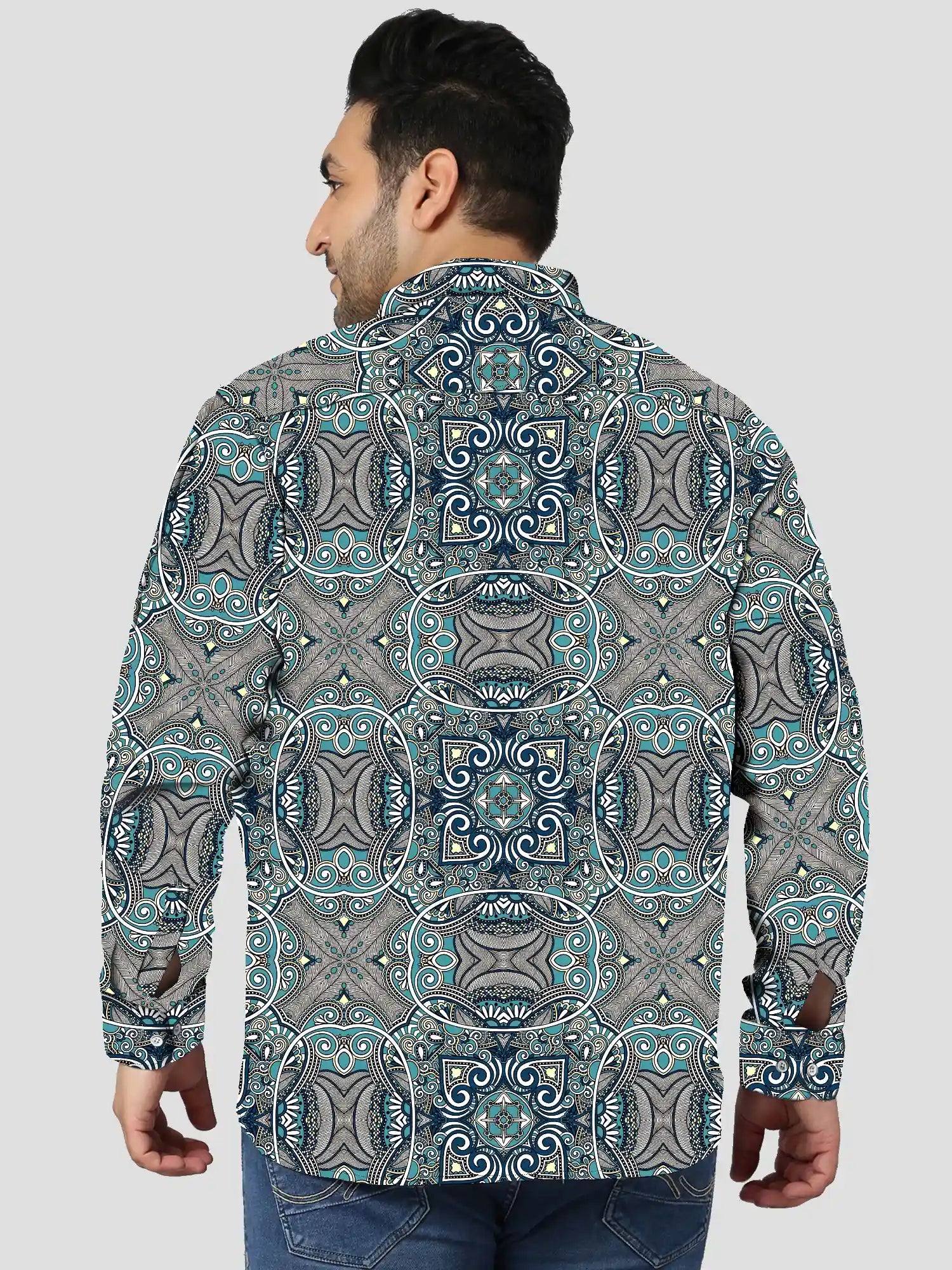 Paisley Bandanna Digital Printed Men Plus Size Full Shirt