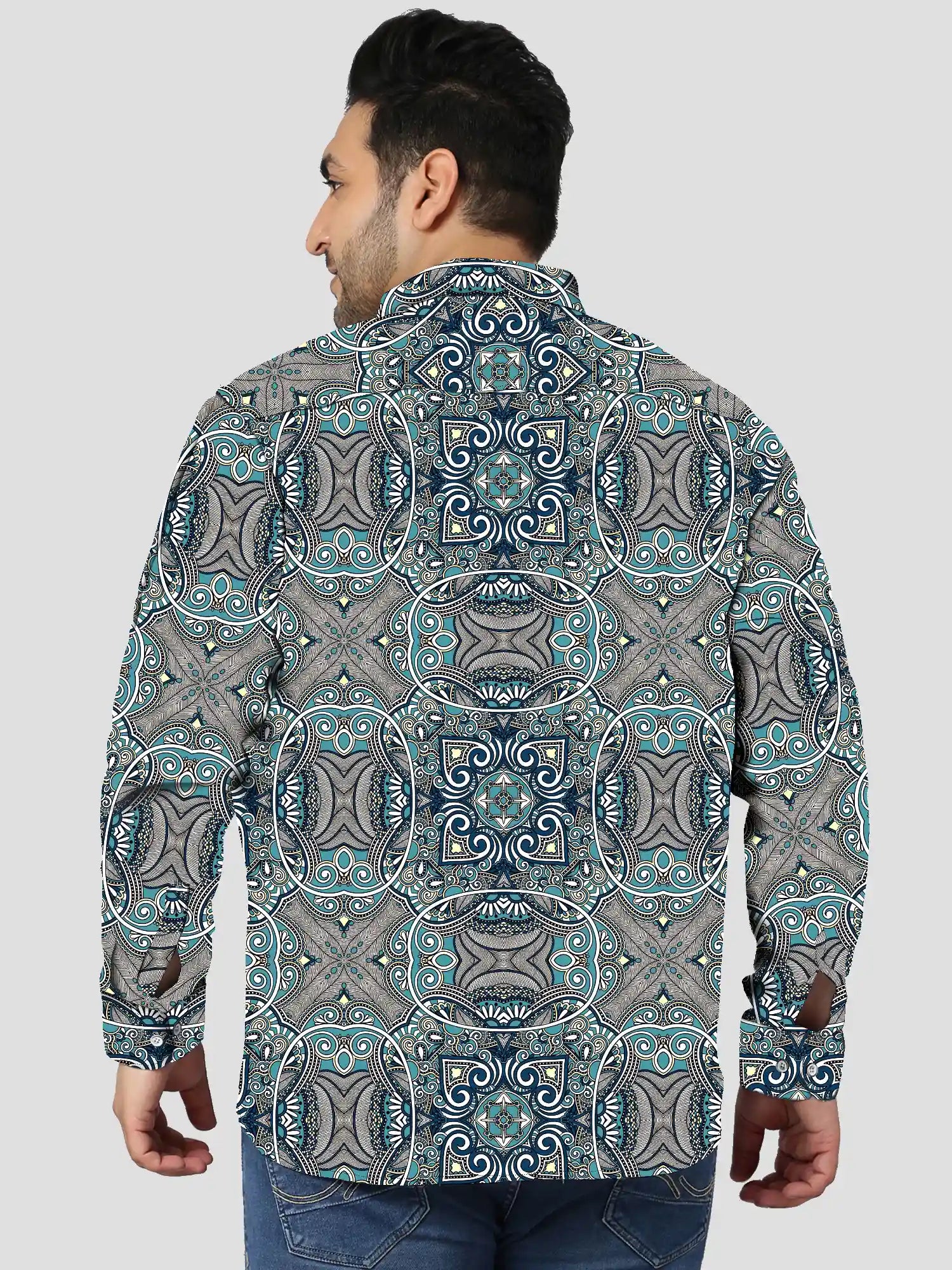 Paisley Bandanna Digital Printed Men Plus Size Full Shirt