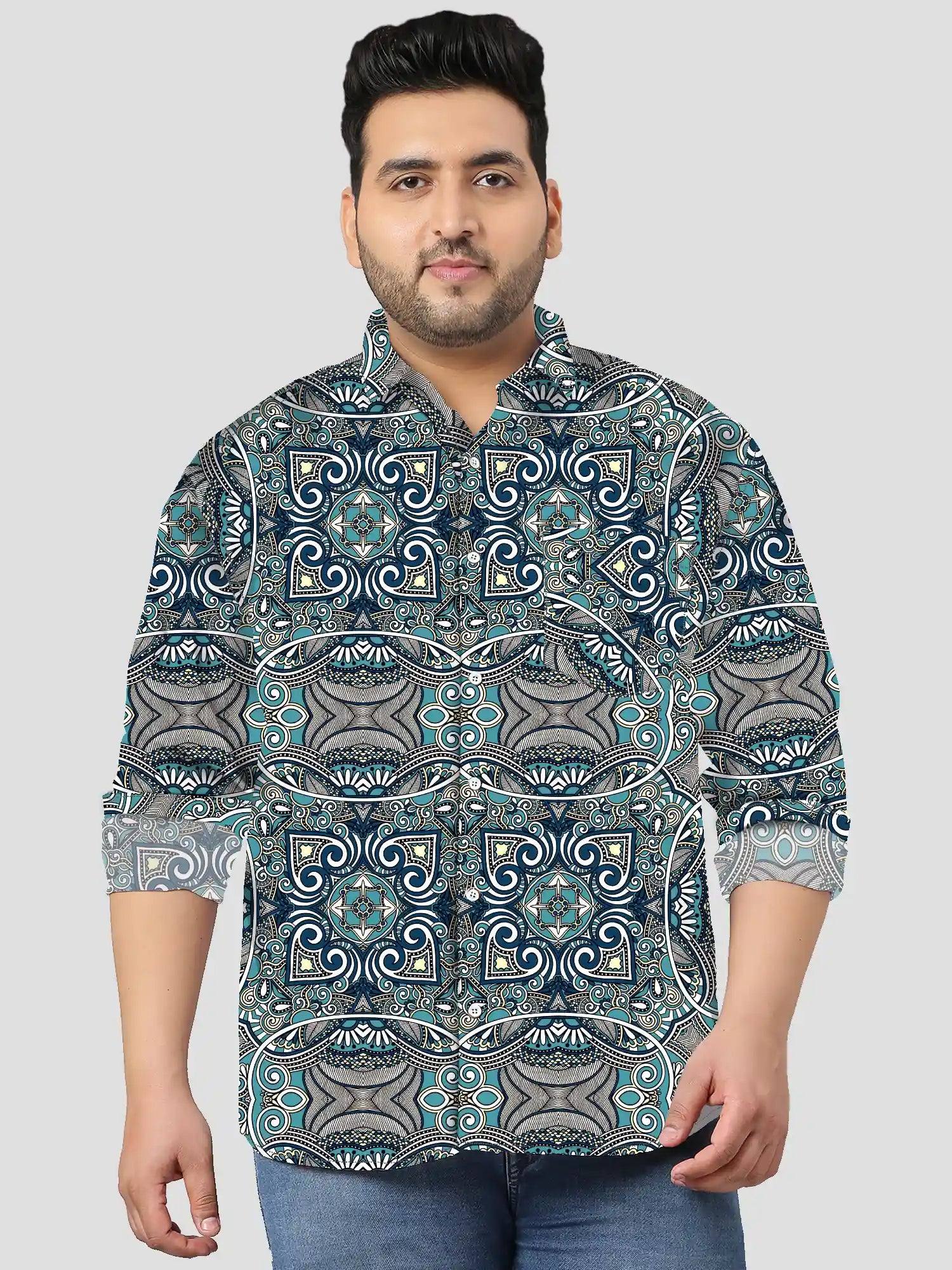 Paisley Bandanna Digital Printed Men Plus Size Full Shirt
