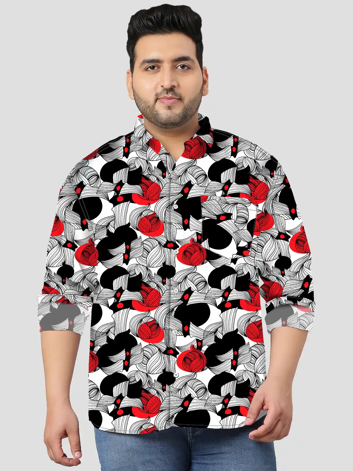 Rainbow Bright Digital Printed Men Plus Size Full Shirt