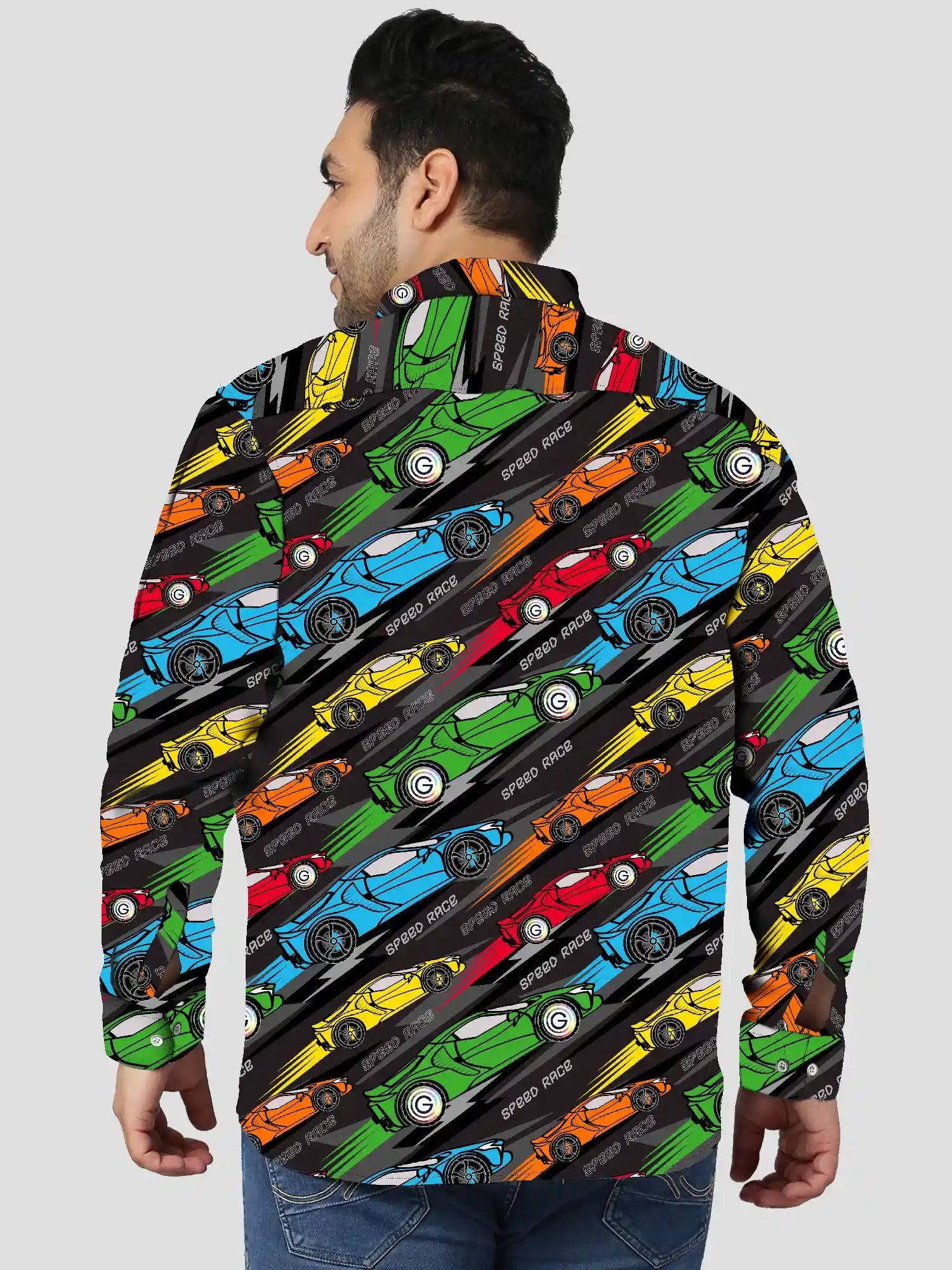 Speed Race Cars Digital Printed Men Plus Size Full Shirt