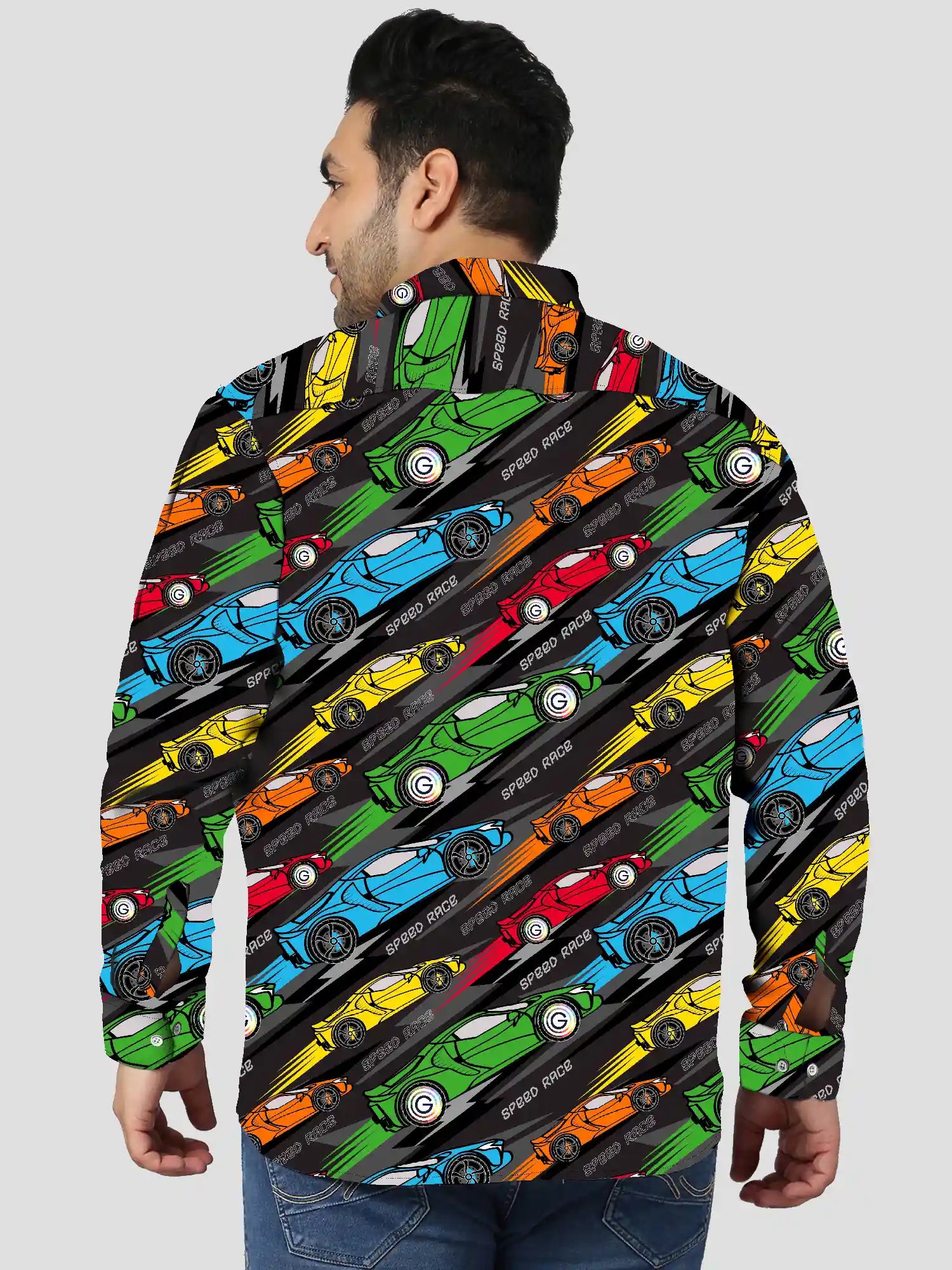 Speed Race Cars Digital Printed Men Plus Size Full Shirt