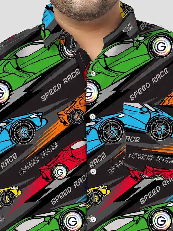 Speed Race Cars Digital Printed Men Plus Size Full Shirt