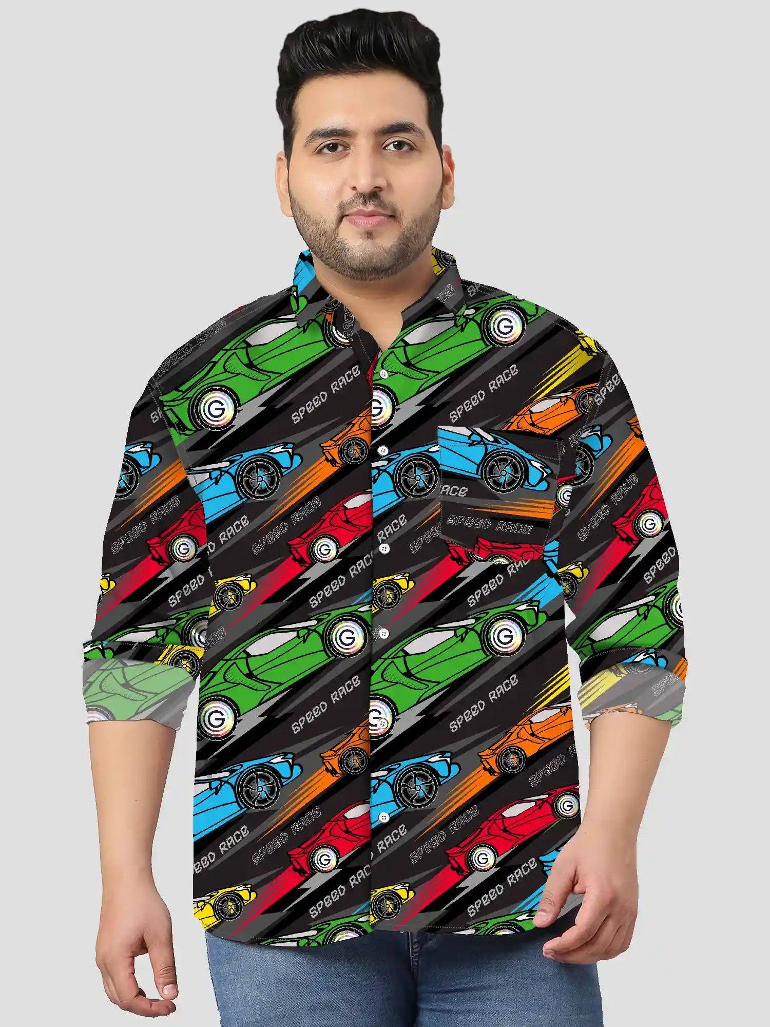 Speed Race Cars Digital Printed Men Plus Size Full Shirt