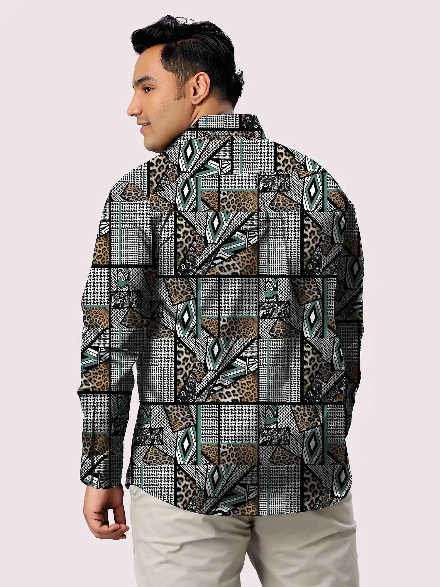 Trendy Animal Skin Digital Printed Men Plus Size Full Shirt