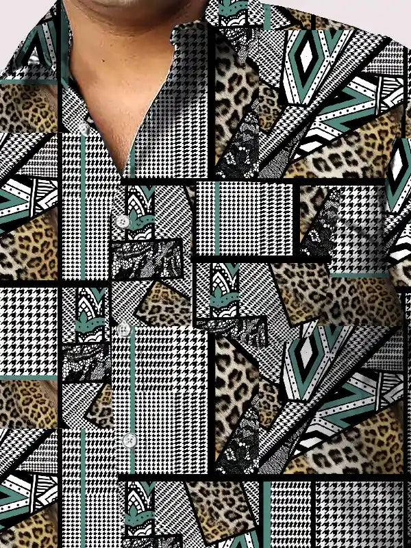 Trendy Animal Skin Digital Printed Men Plus Size Full Shirt