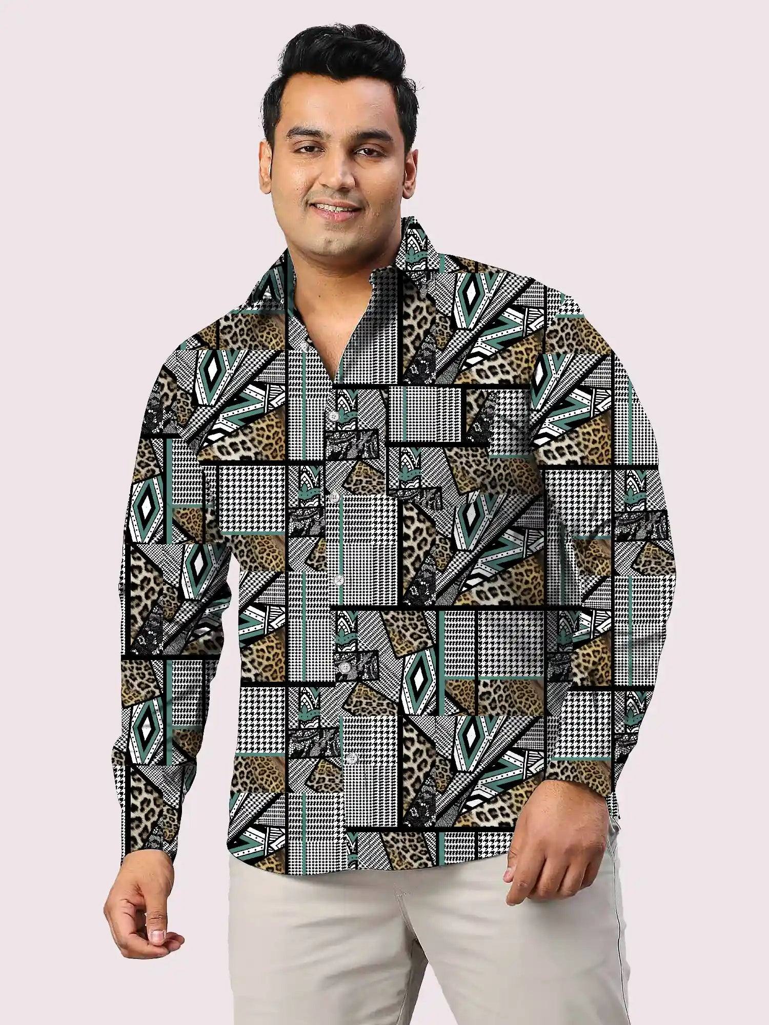 Trendy Animal Skin Digital Printed Men Plus Size Full Shirt