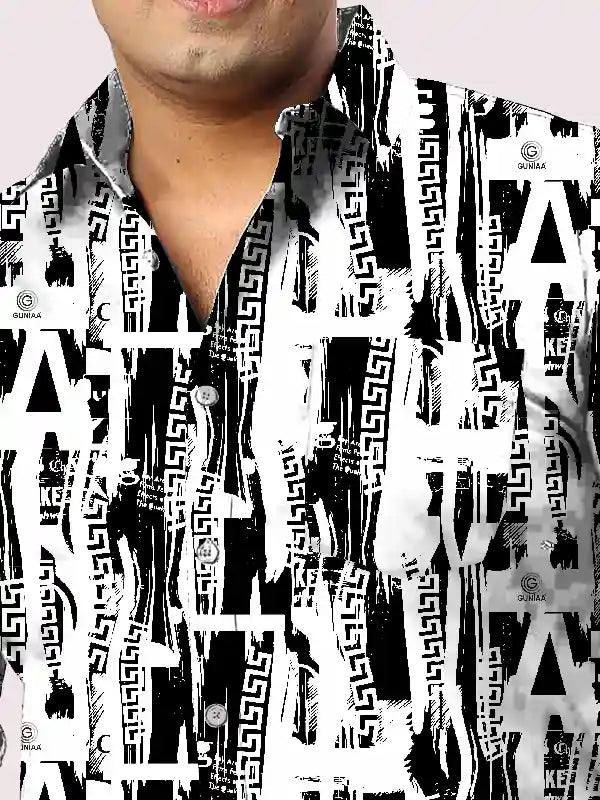 Abstract Word Talk Printed Men Plus Size Full Shirt