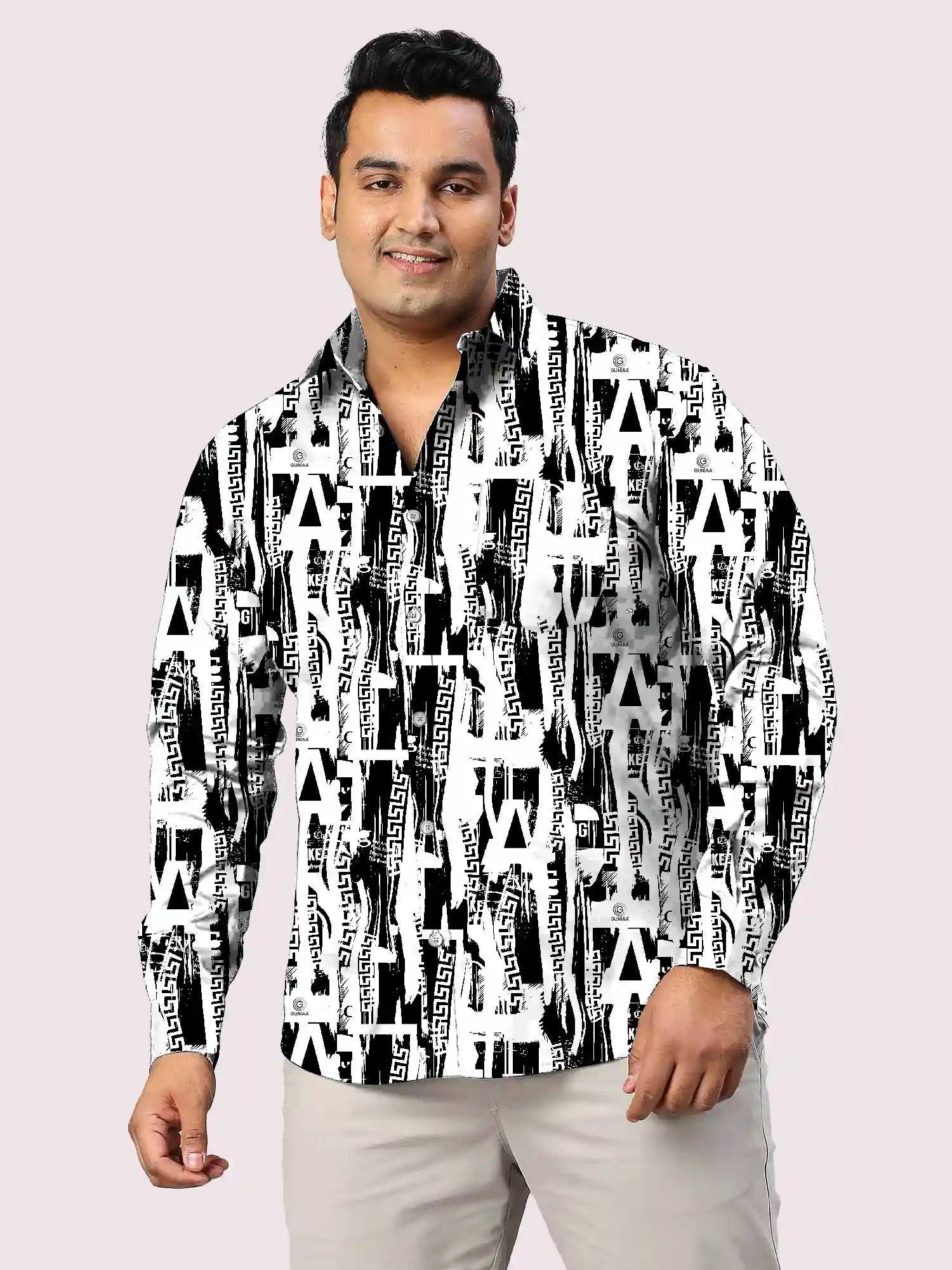 Abstract Word Talk Printed Men Plus Size Full Shirt