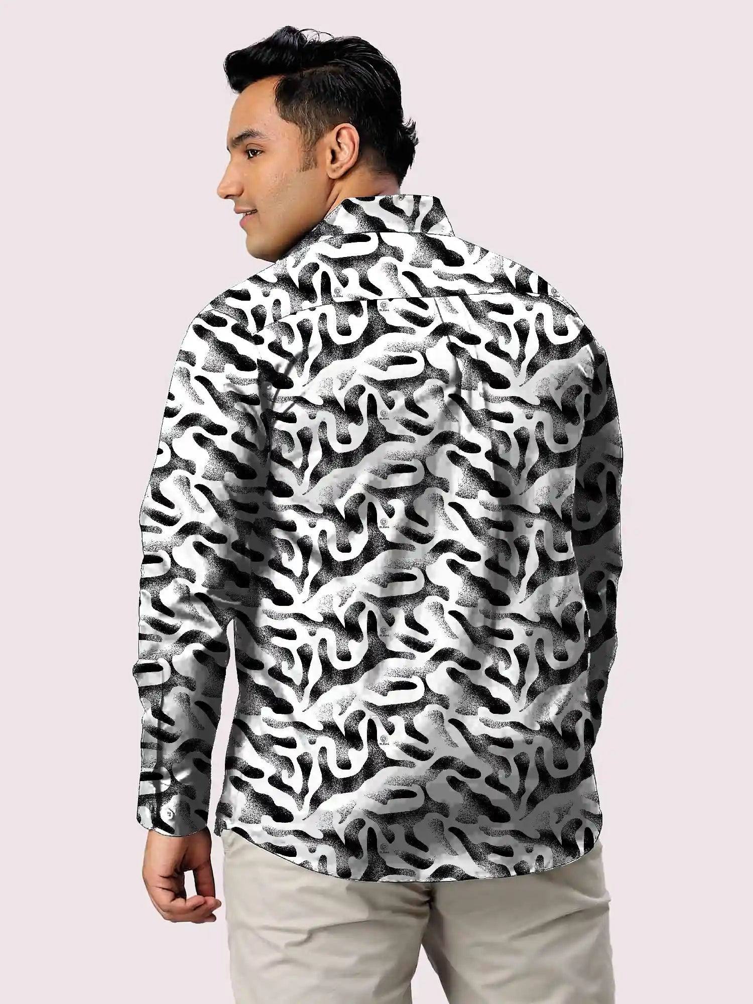 Bacteria Doodle Printed Men Plus Size Full Shirt