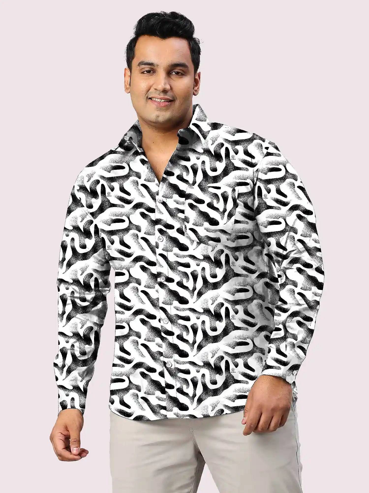 Bacteria Doodle Printed Men Plus Size Full Shirt