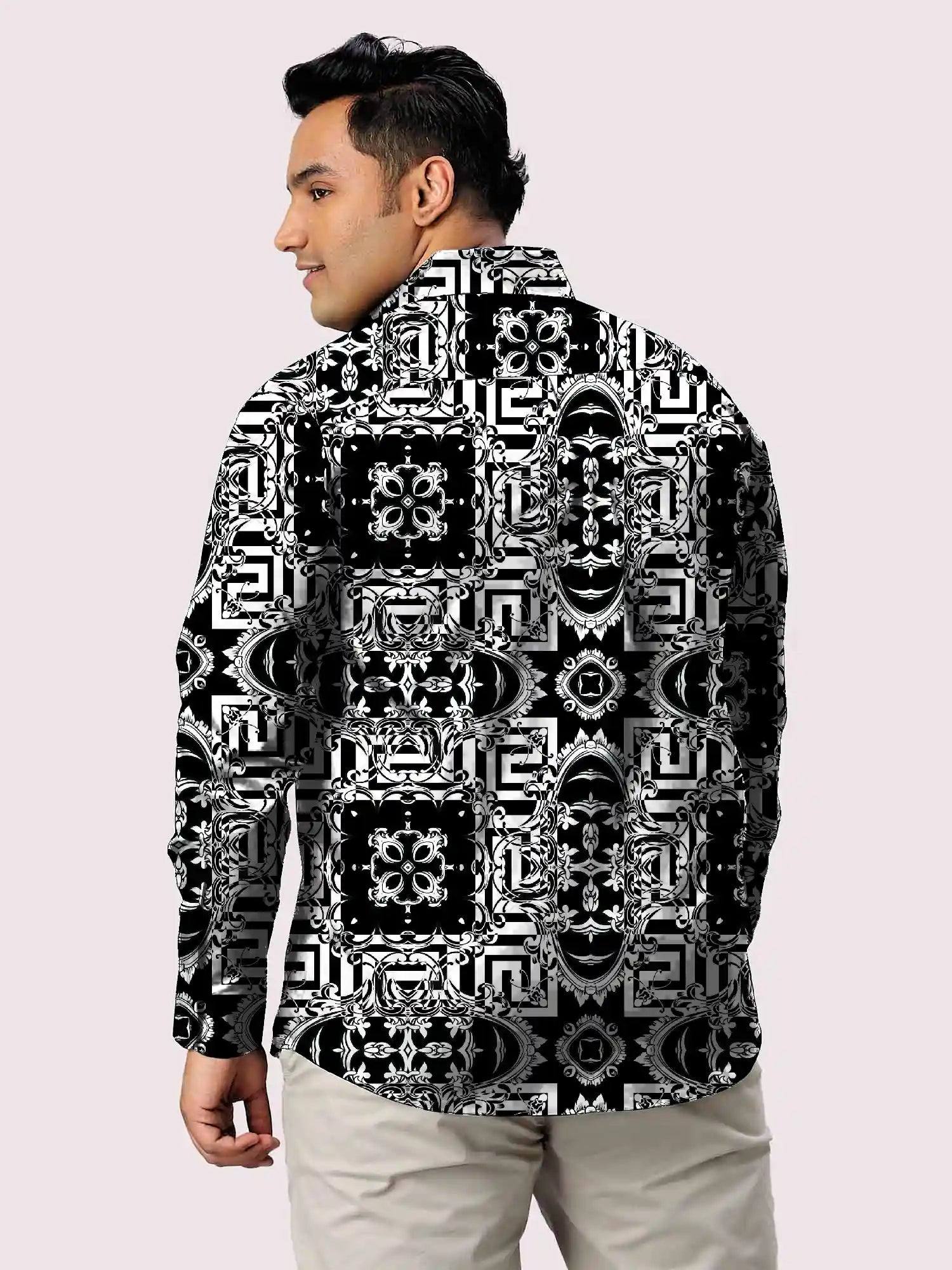 Floral Baroque Printed Men Plus Size Full Shirt