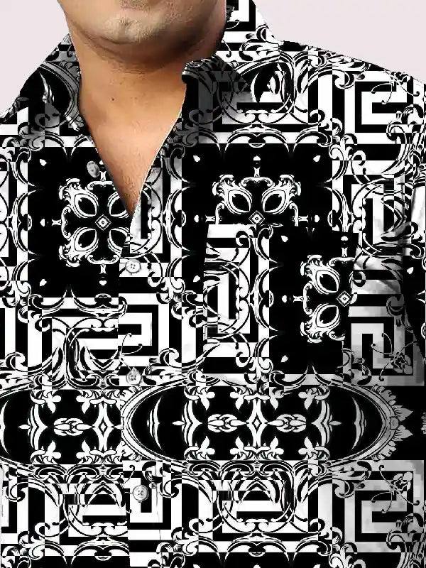 Floral Baroque Printed Men Plus Size Full Shirt