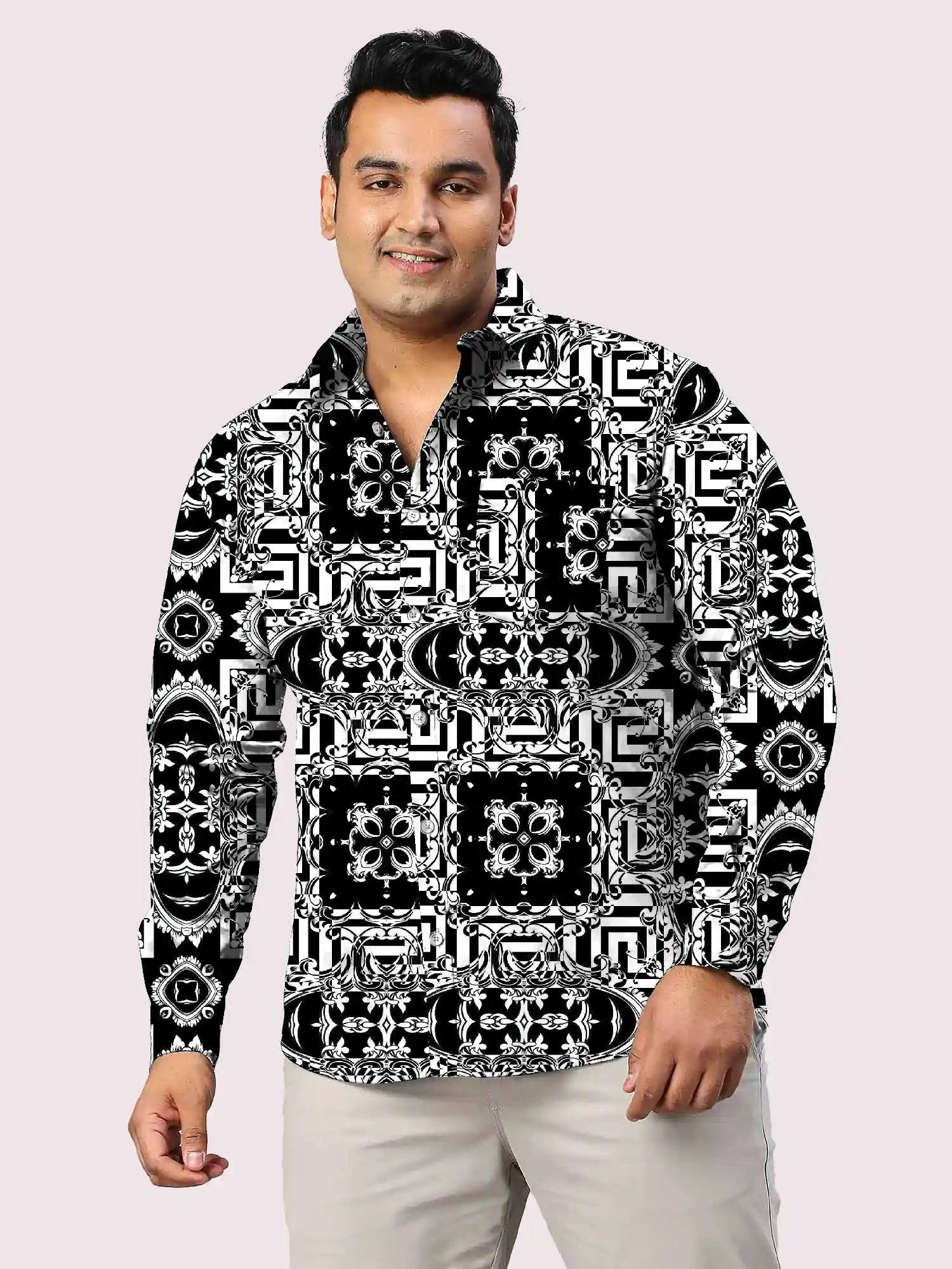 Floral Baroque Printed Men Plus Size Full Shirt