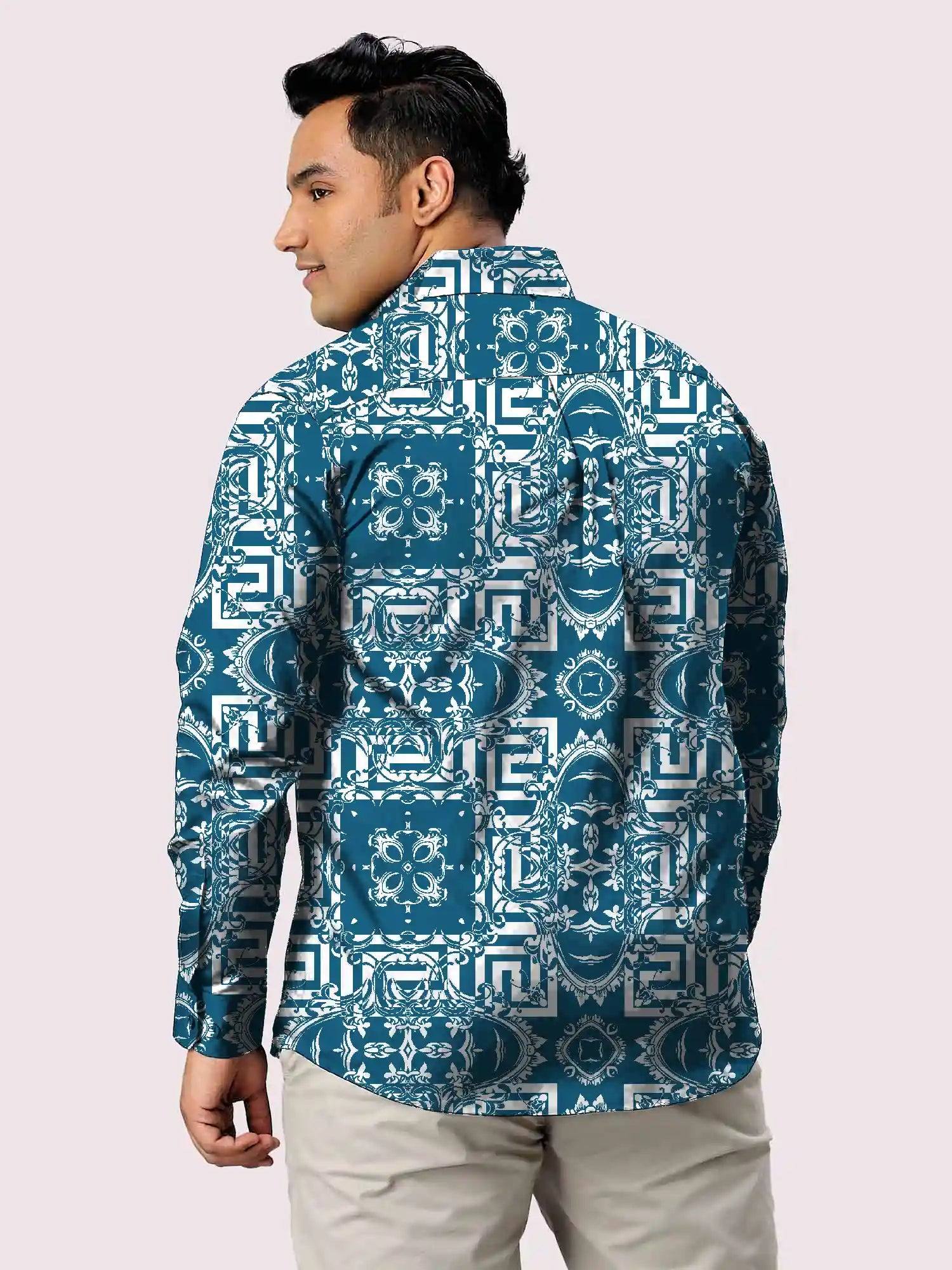 Floral Baroque Printed Men Plus Size Full Shirt