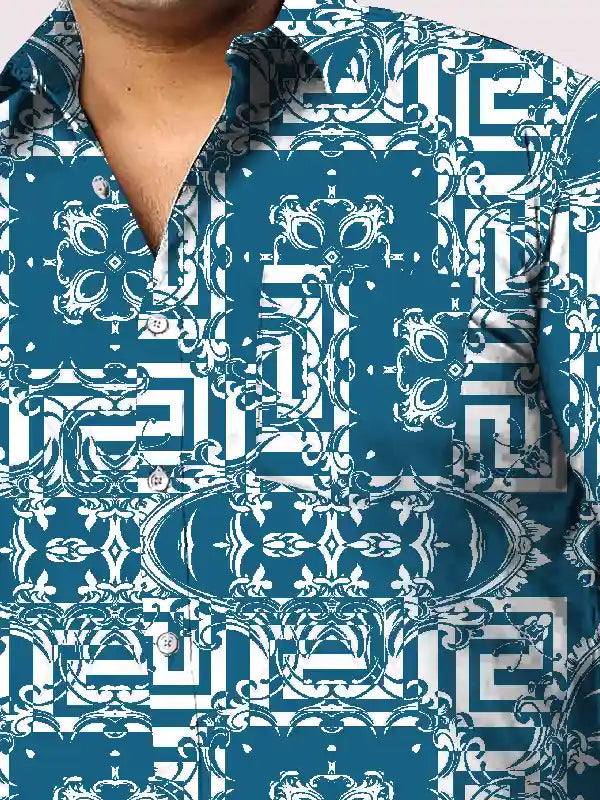 Floral Baroque Printed Men Plus Size Full Shirt