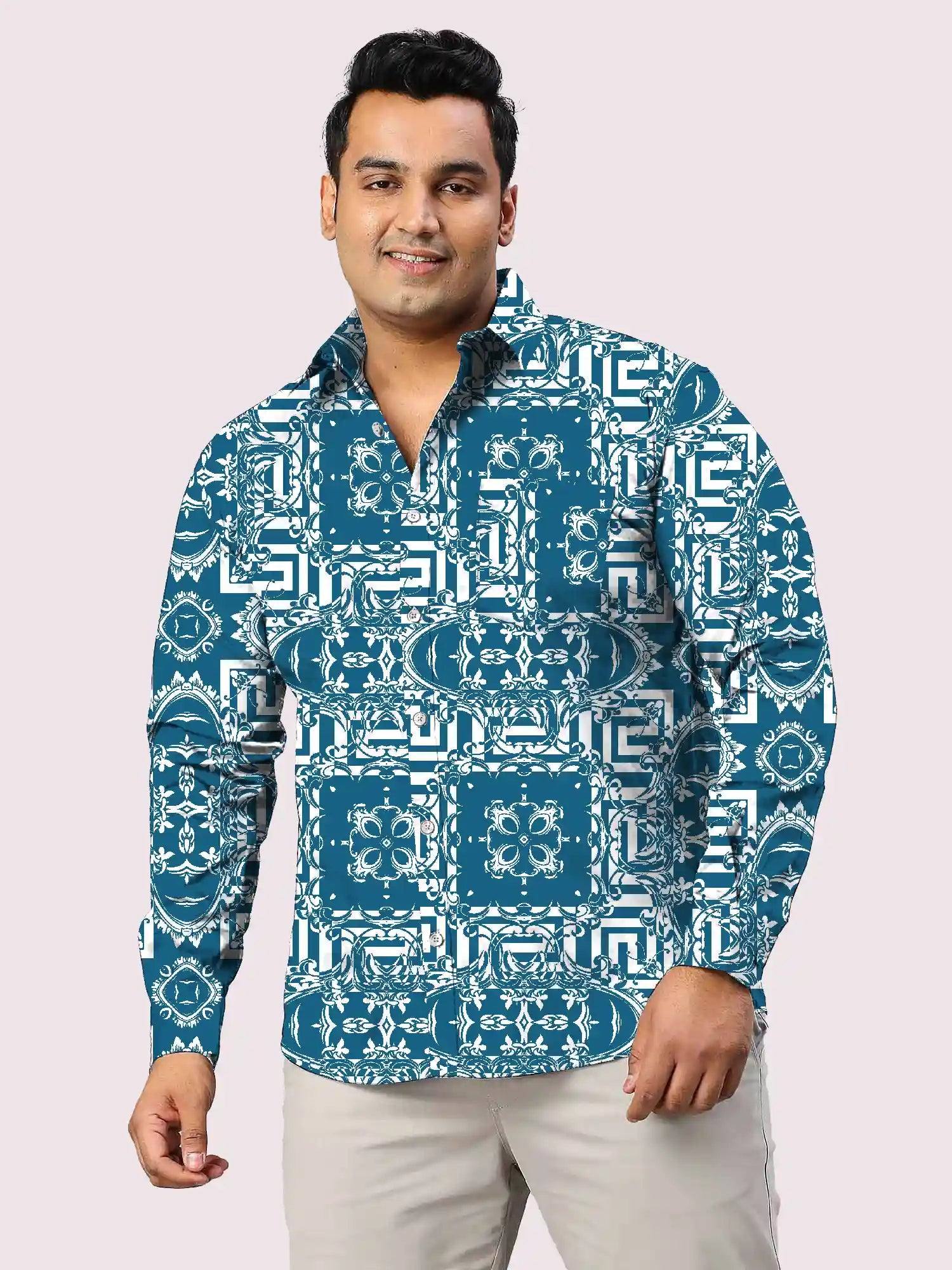 Floral Baroque Printed Men Plus Size Full Shirt