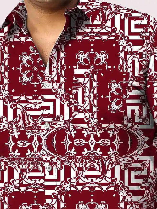 Floral Baroque Printed Men Plus Size Full Shirt