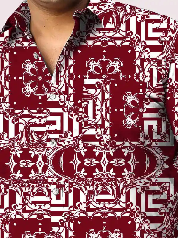 Floral Baroque Printed Men Plus Size Full Shirt