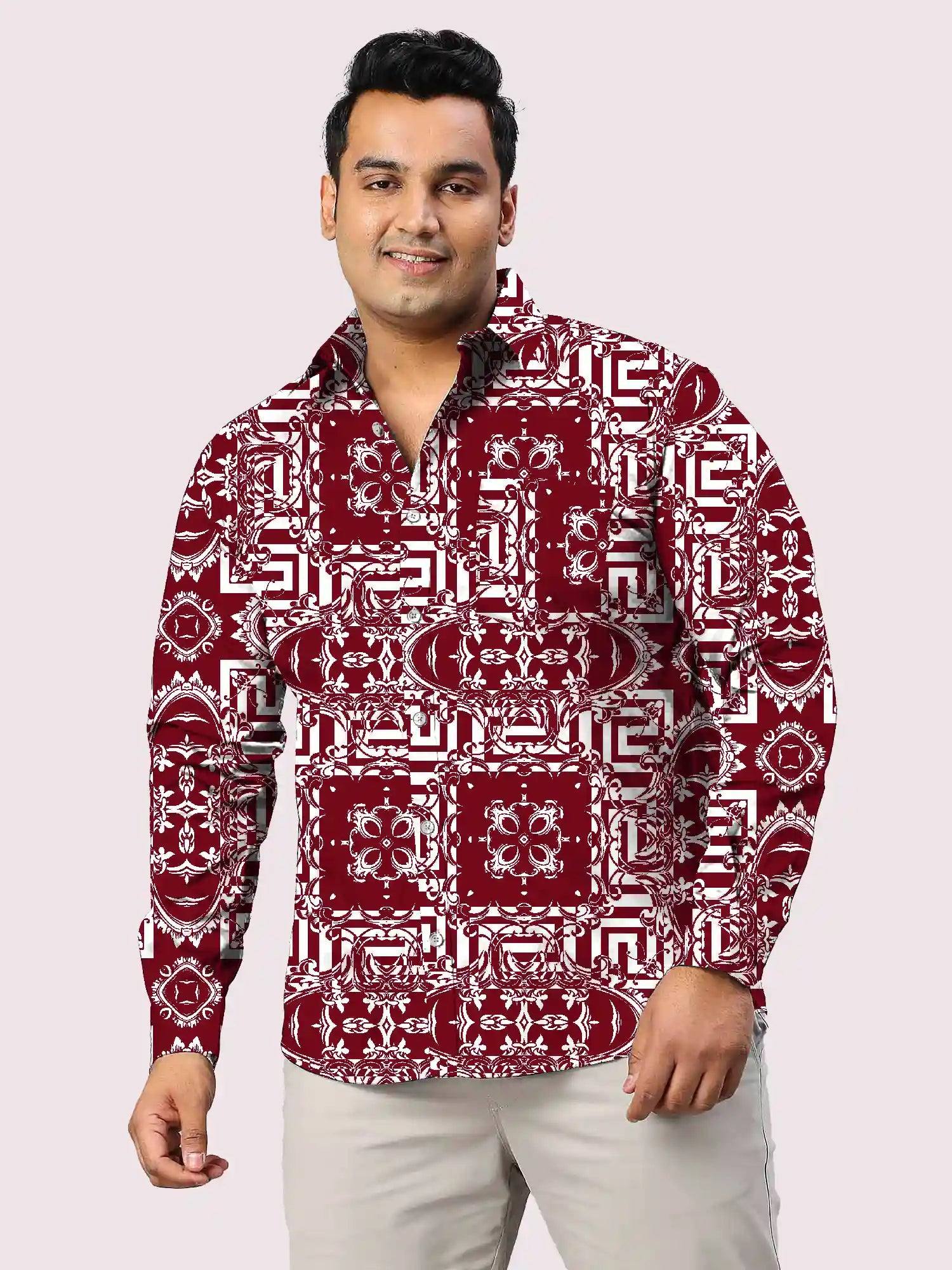 Floral Baroque Printed Men Plus Size Full Shirt