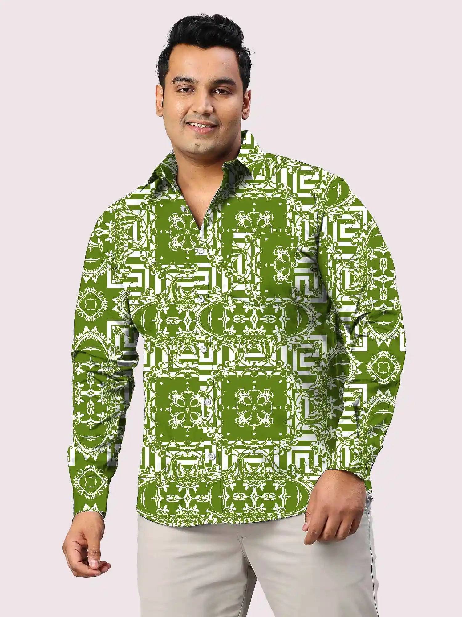 Floral Baroque Printed Men Plus Size Full Shirt