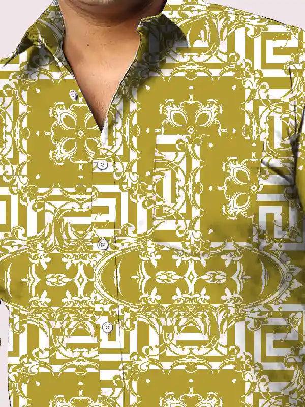 Floral Baroque Printed Men Plus Size Full Shirt