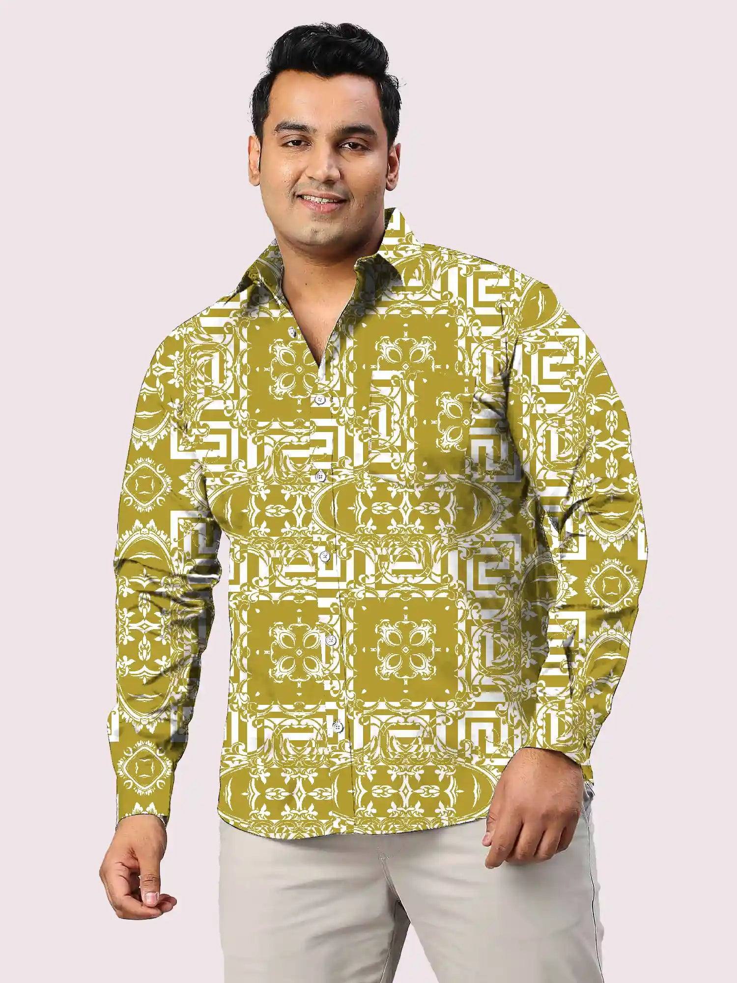 Floral Baroque Printed Men Plus Size Full Shirt