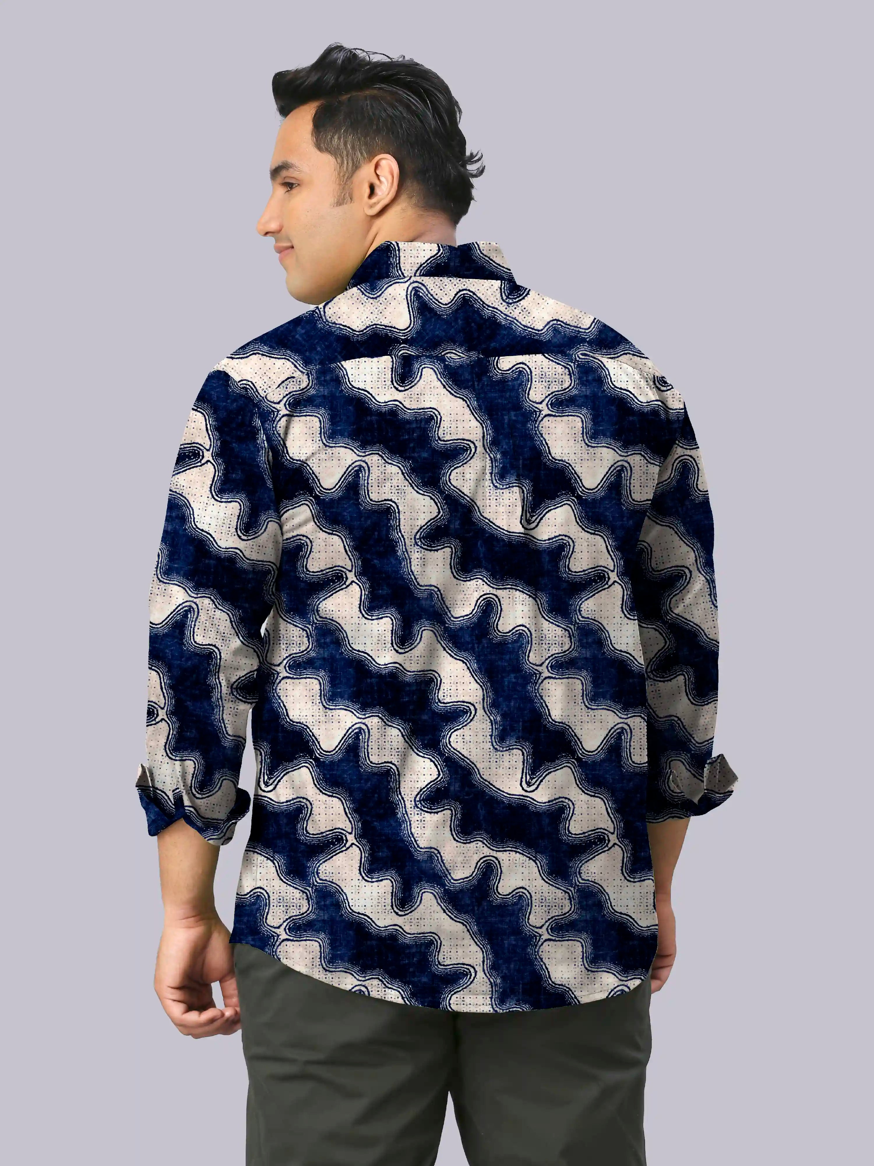 Dyeing Patchwork Digital Printed Men Plus Size Full Shirt