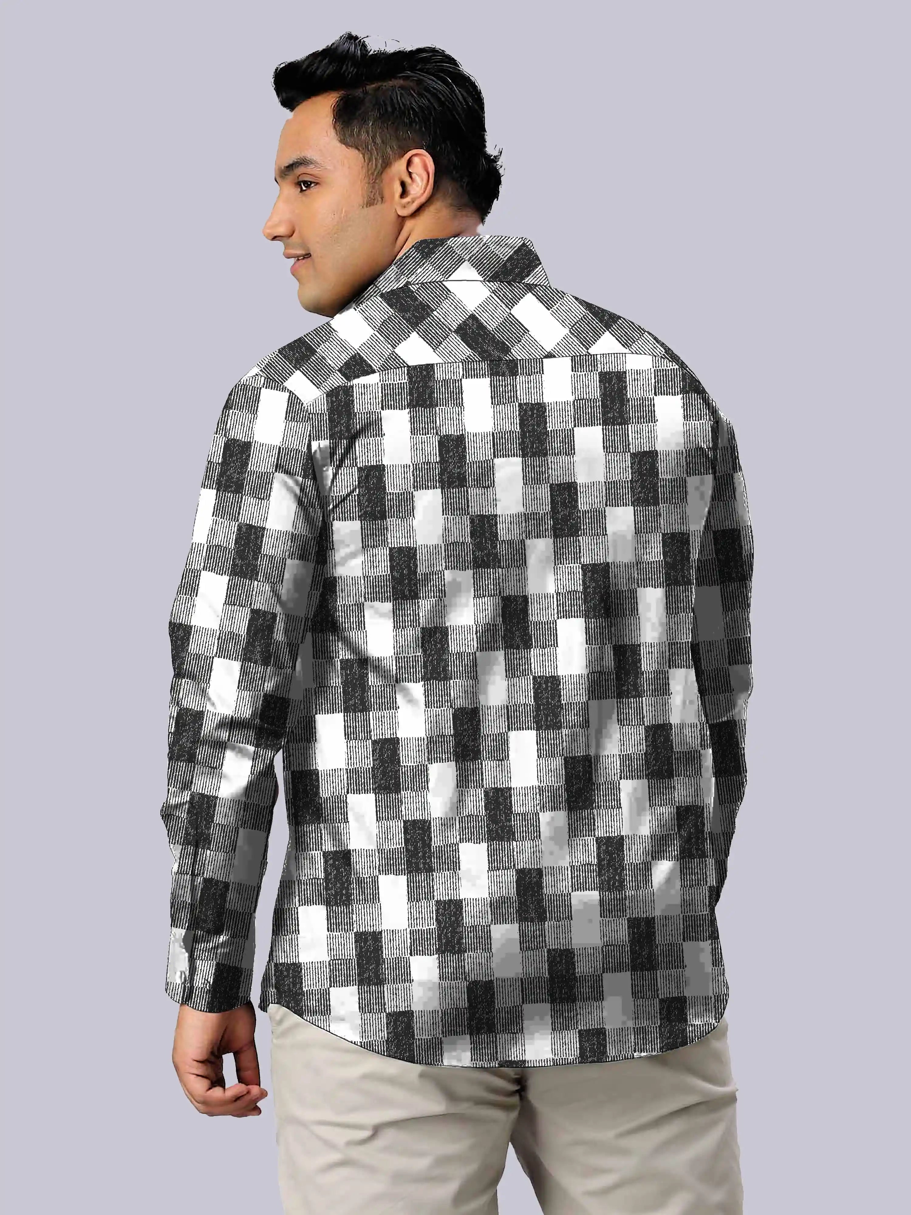 Weave Textured Printed Men's Plus Size Full Sleeve Shirt