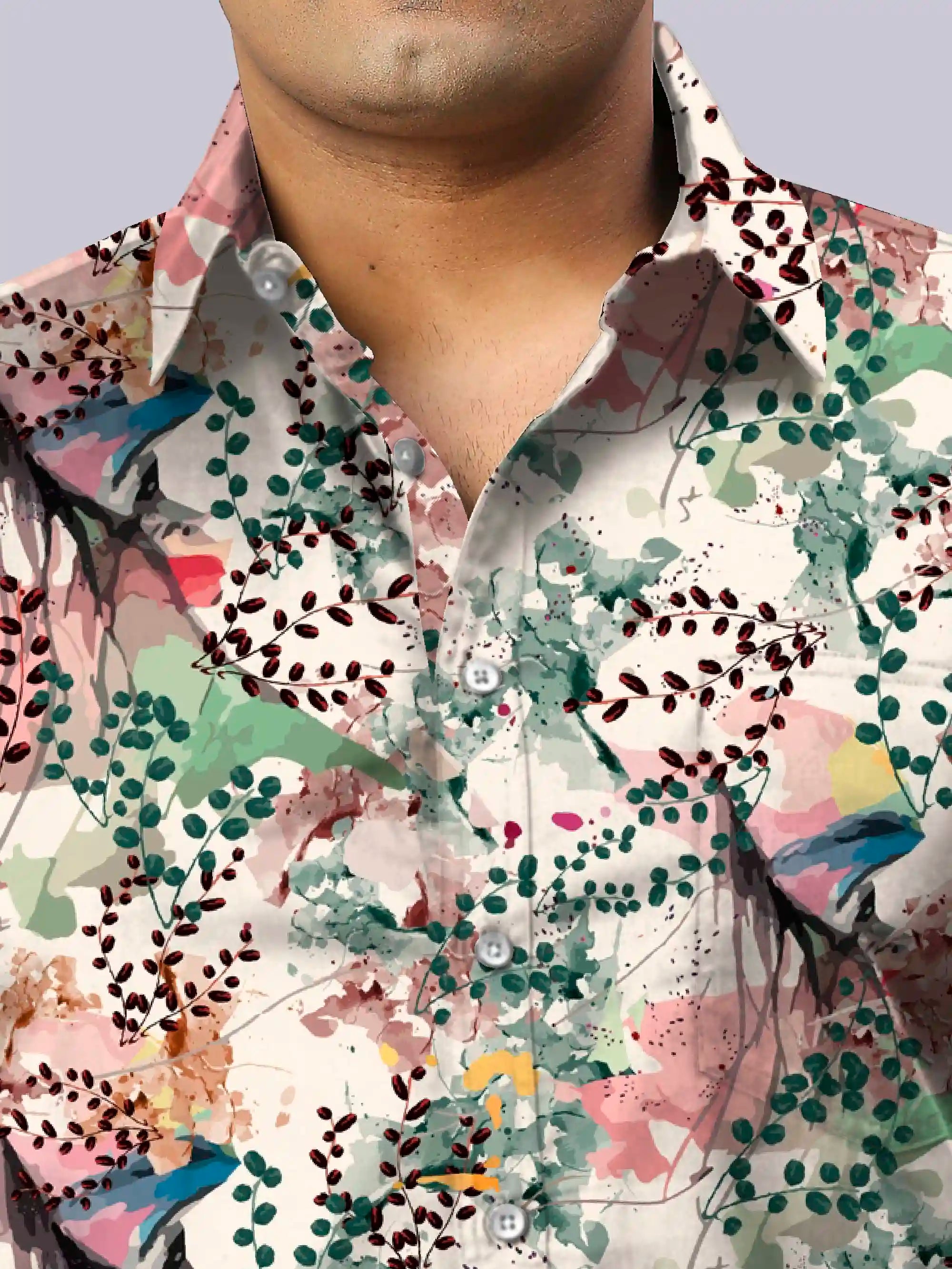 Peel & Stick Digital Printed Men's Plus Size Full Sleeve Shirt