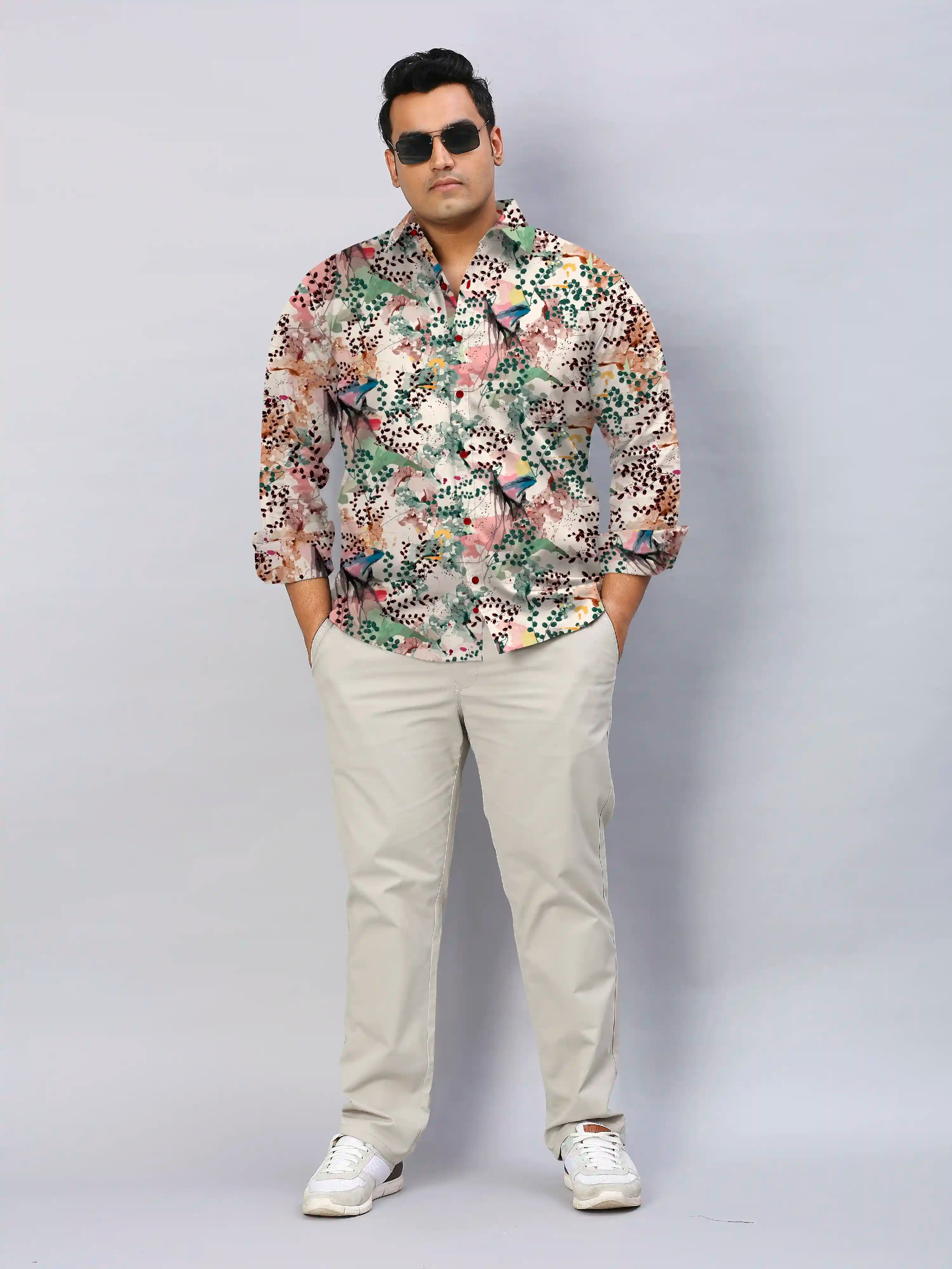Peel & Stick Digital Printed Men's Plus Size Full Sleeve Shirt