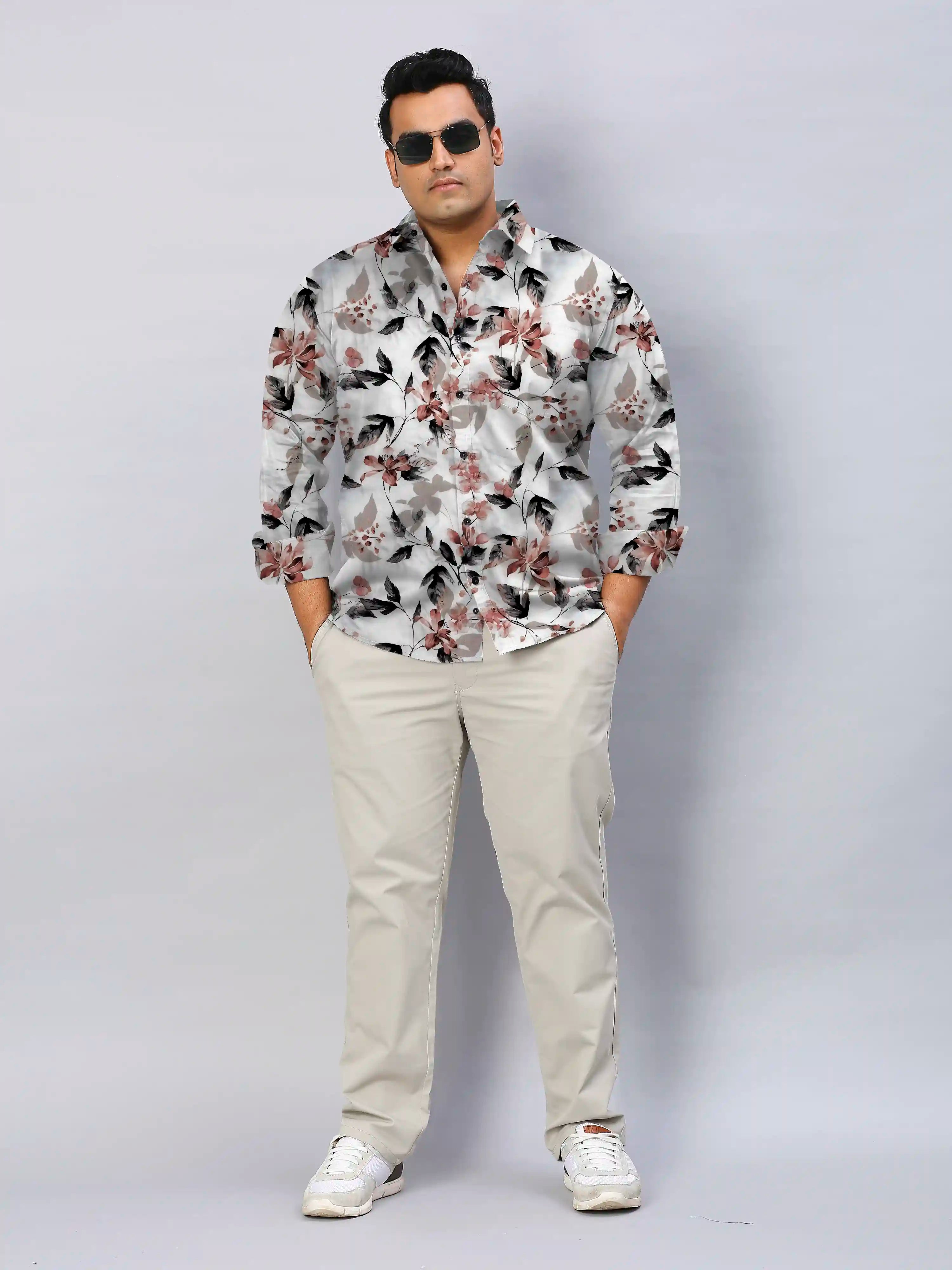 Flowing Style Digital Printed Men's Plus Size Full Sleeve Shirt