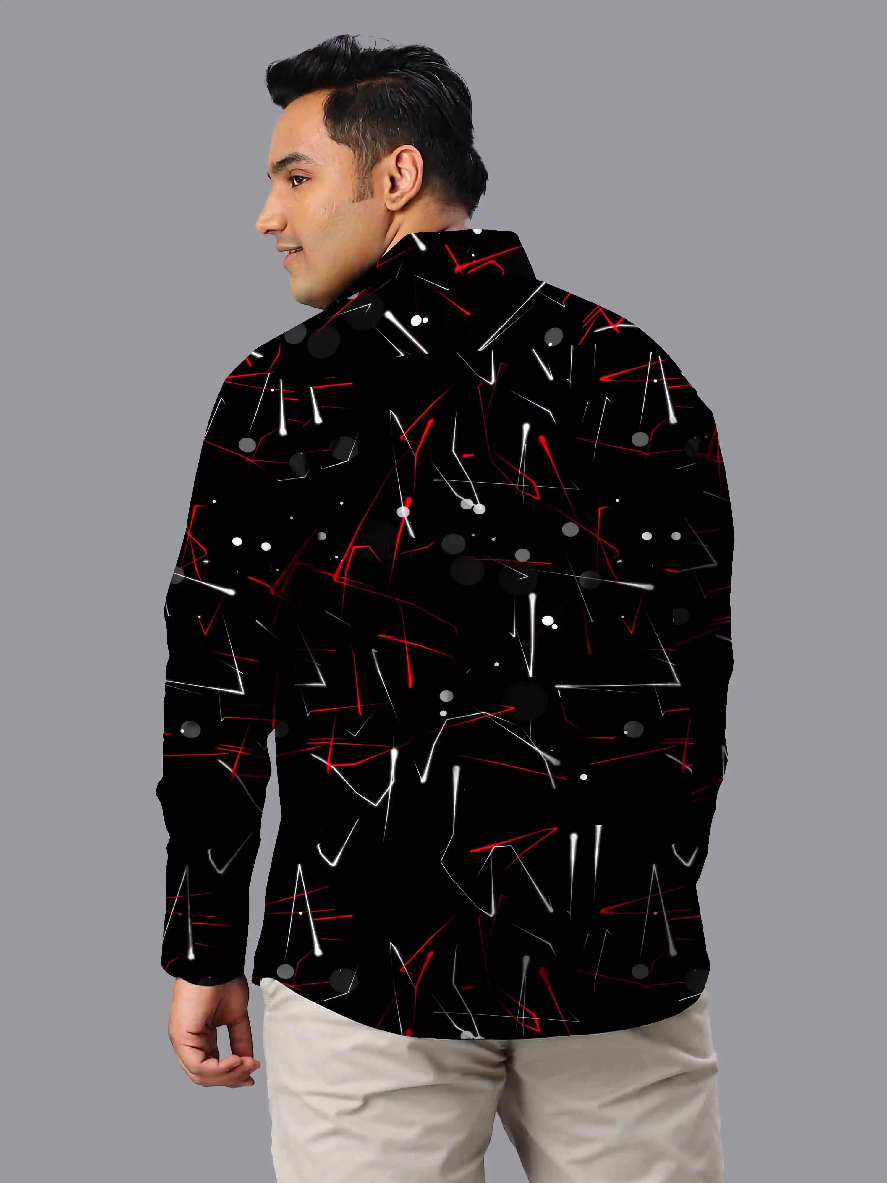 Particle Effects Digital Printed Men's Plus Size Full Sleeve Shirt