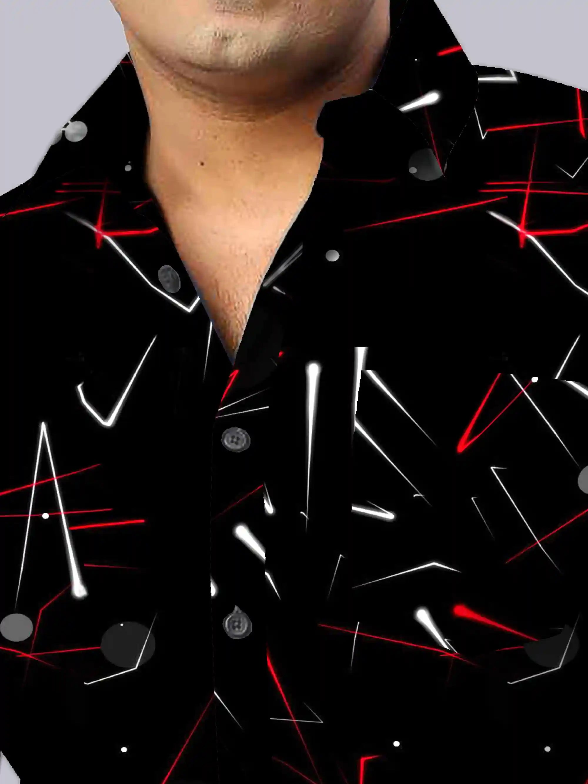 Particle Effects Digital Printed Men's Plus Size Full Sleeve Shirt