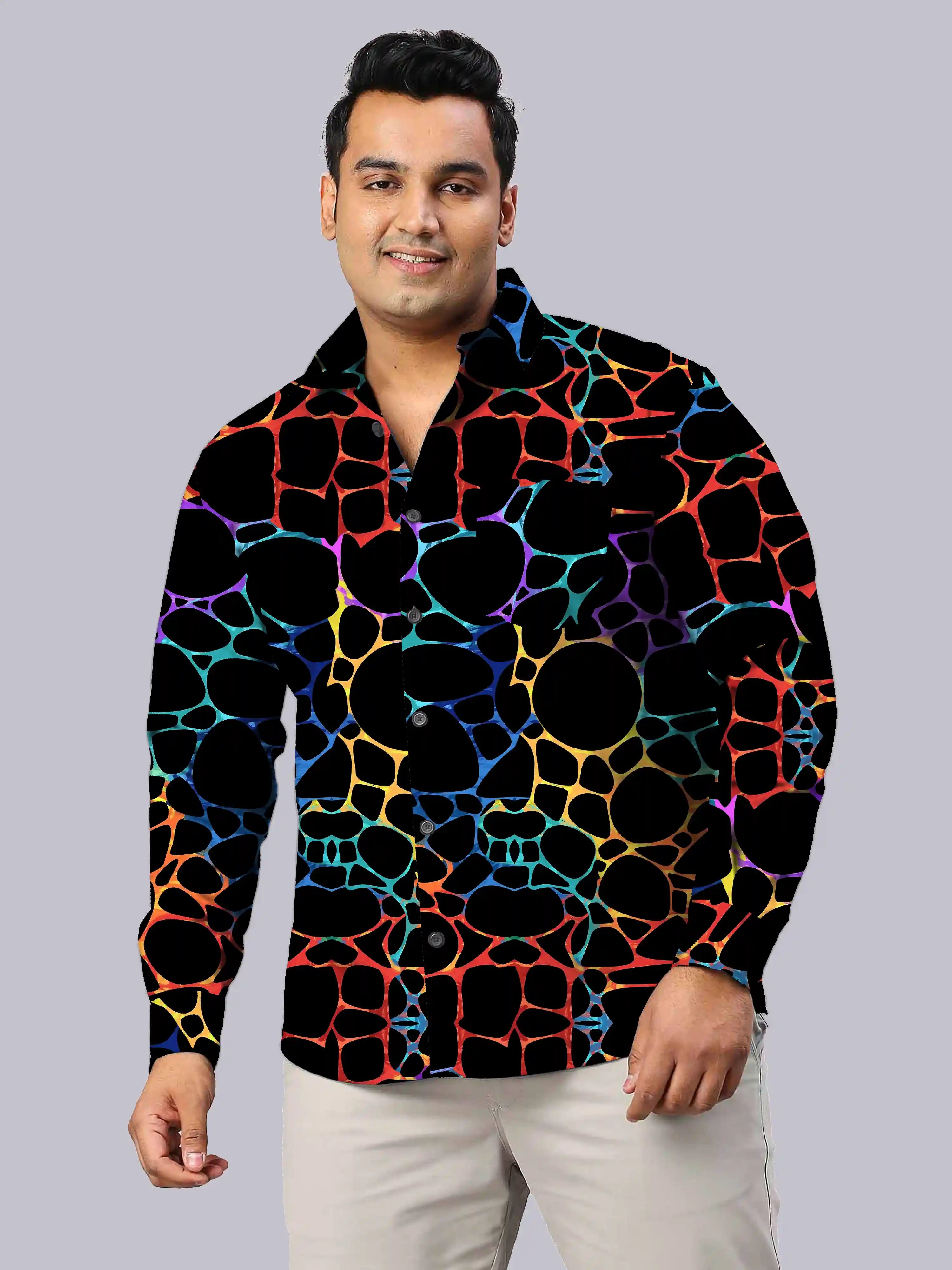 Pebbles Digital Printed Men's Plus Size Full Sleeve Shirt