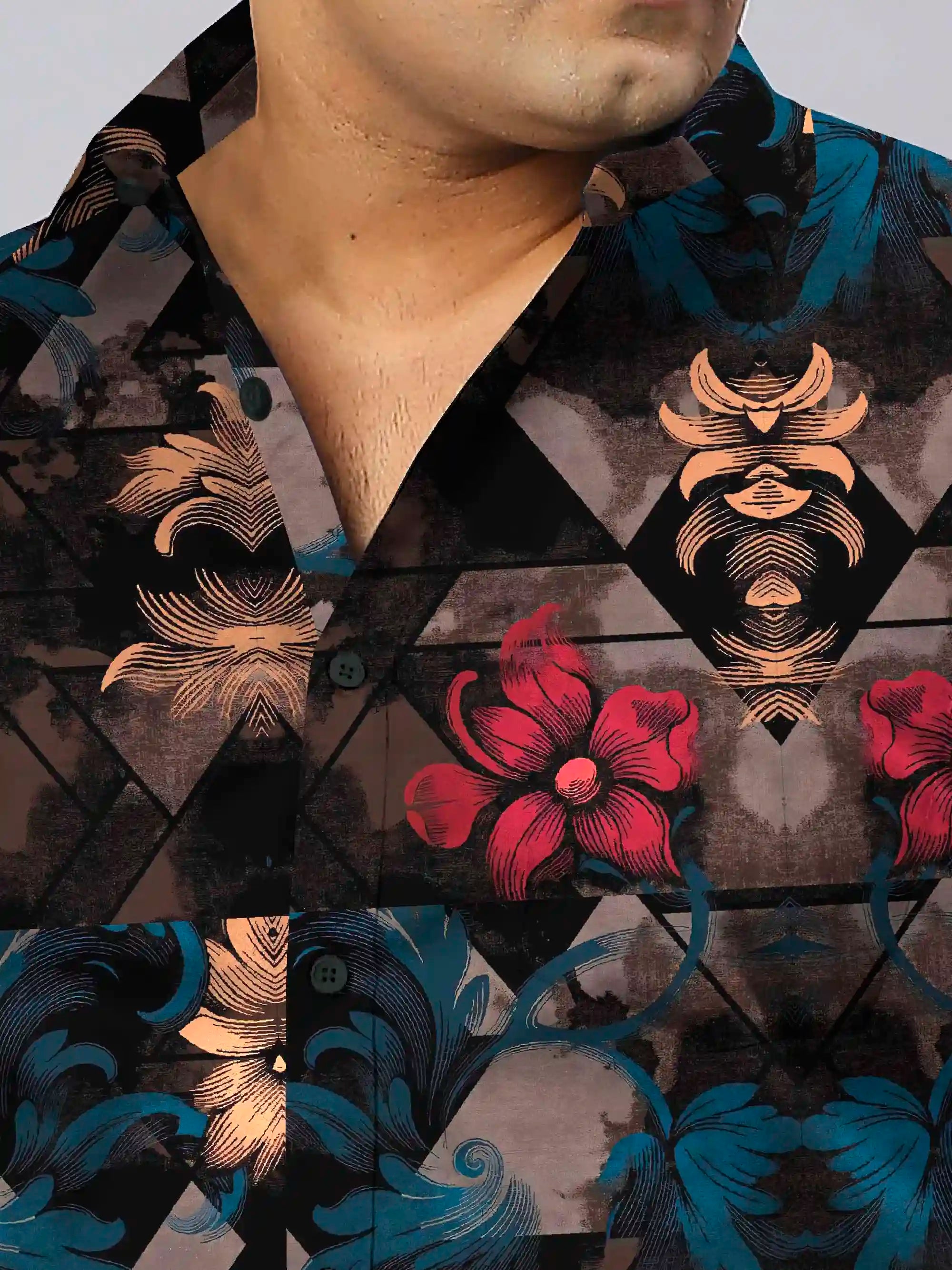 Baroque Style Digital Printed Men's Plus Size Full Sleeve Shirt