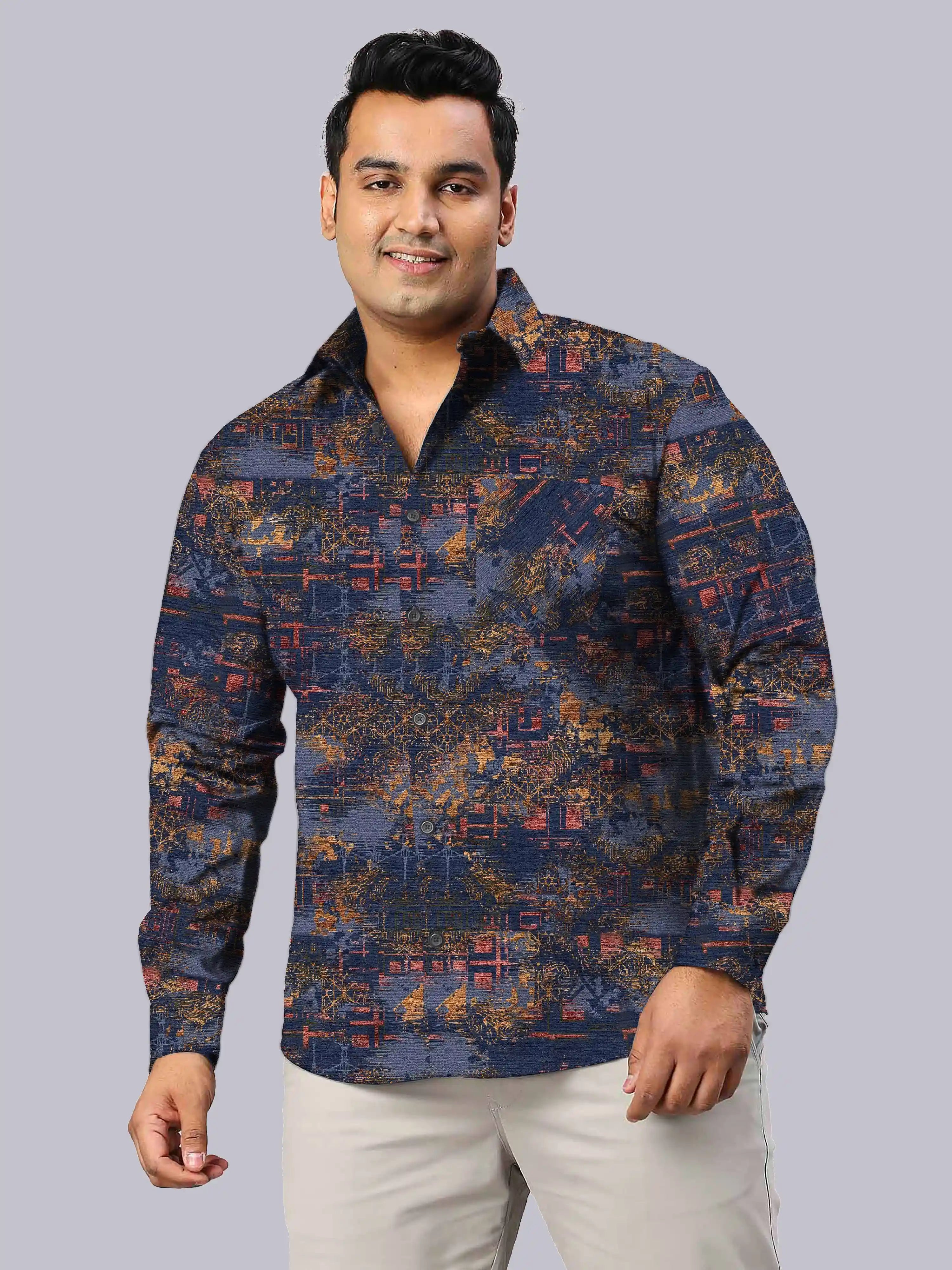 Helcope Digital Printed Men's Plus Size Full Sleeve Shirt