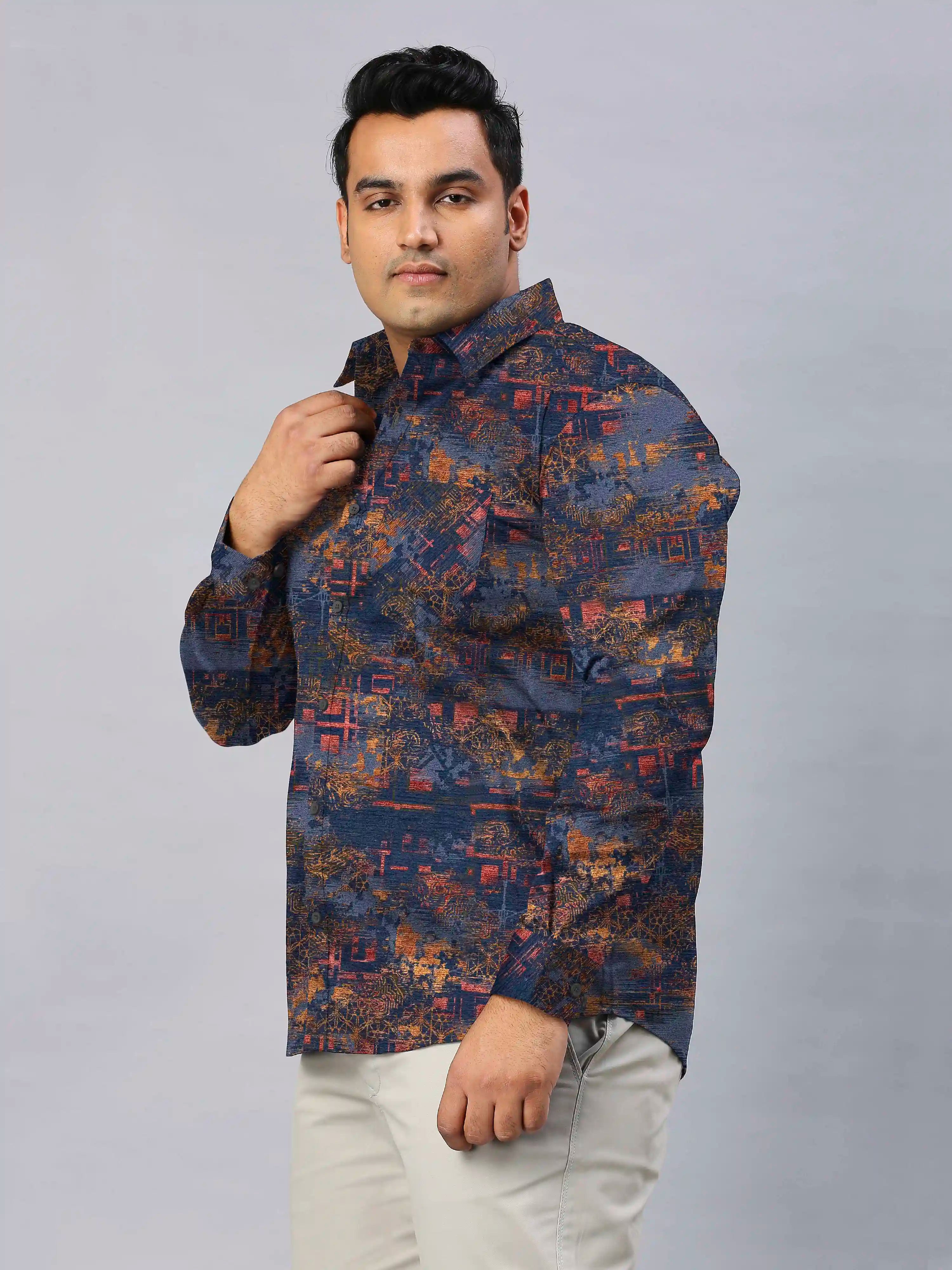 Helcope Digital Printed Men's Plus Size Full Sleeve Shirt