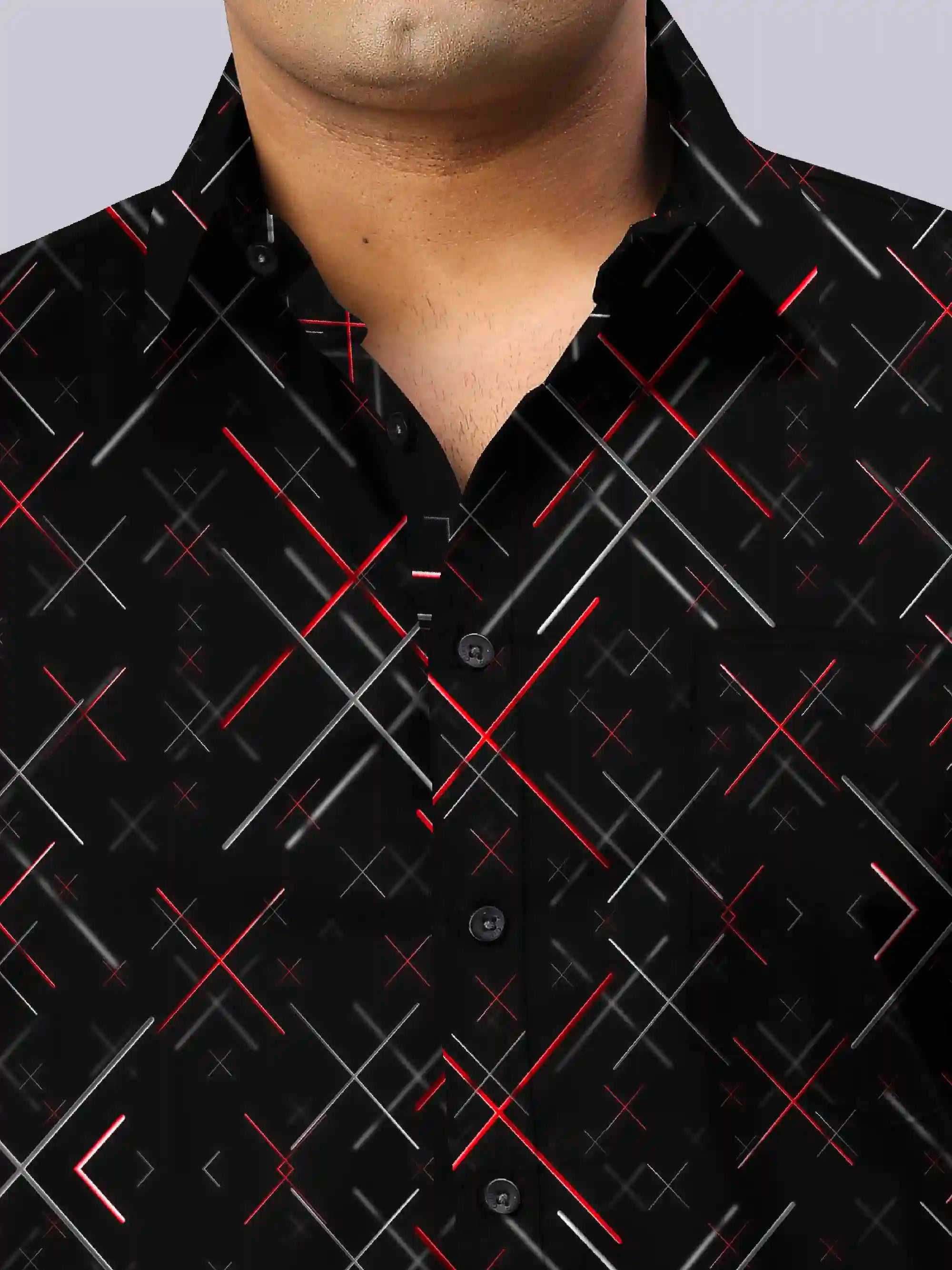 Neon Glowing Digital Printed Men's Plus Size Full Sleeve Shirt