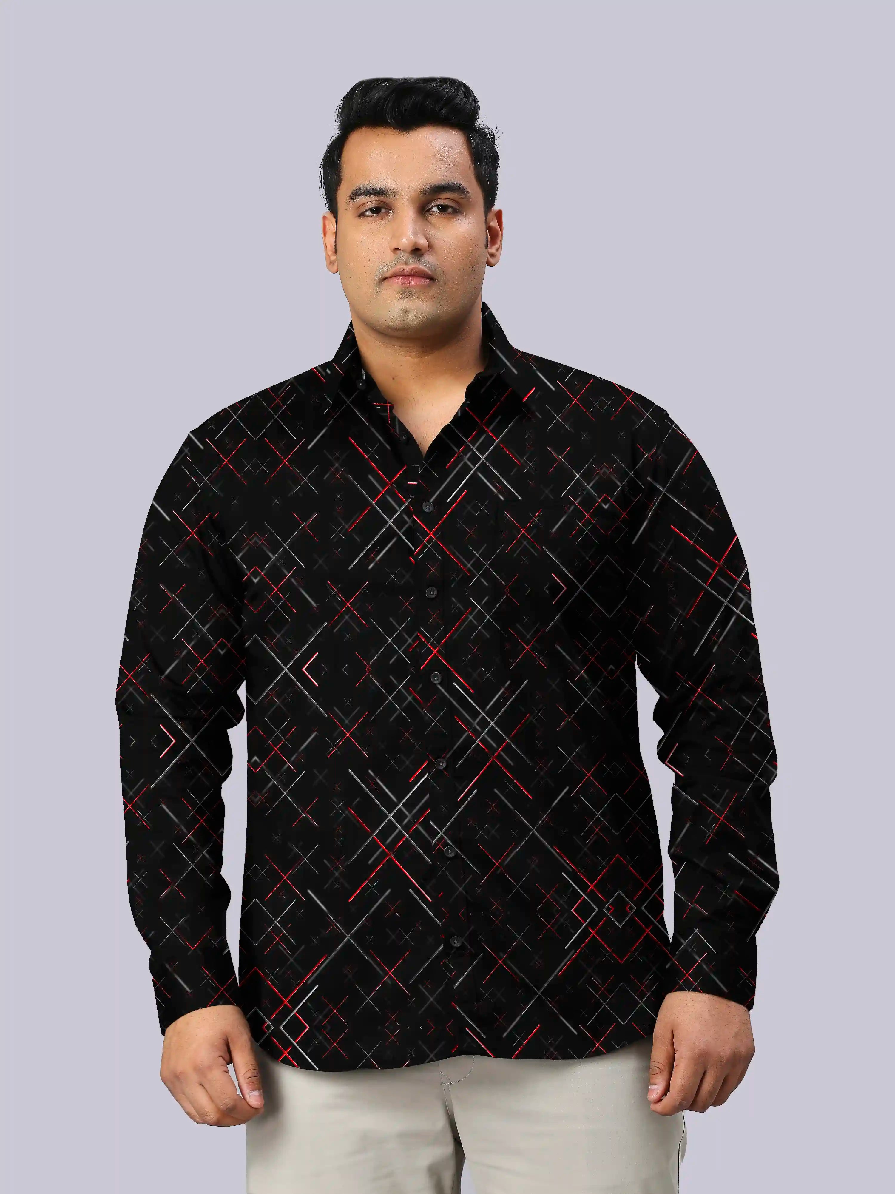Neon Glowing Digital Printed Men's Plus Size Full Sleeve Shirt