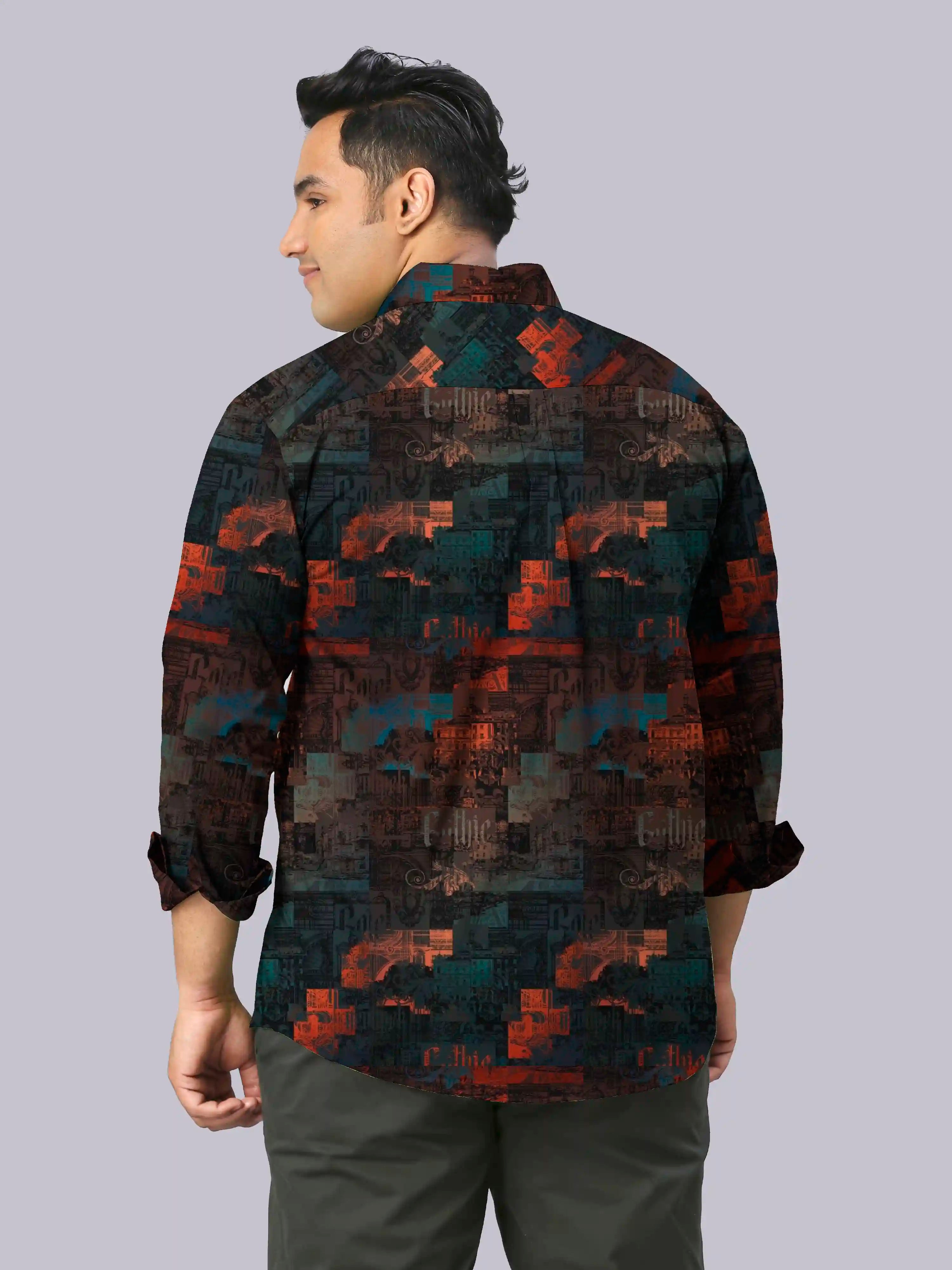 Architec Digital Printed Men's Plus Size Full Sleeve Shirt