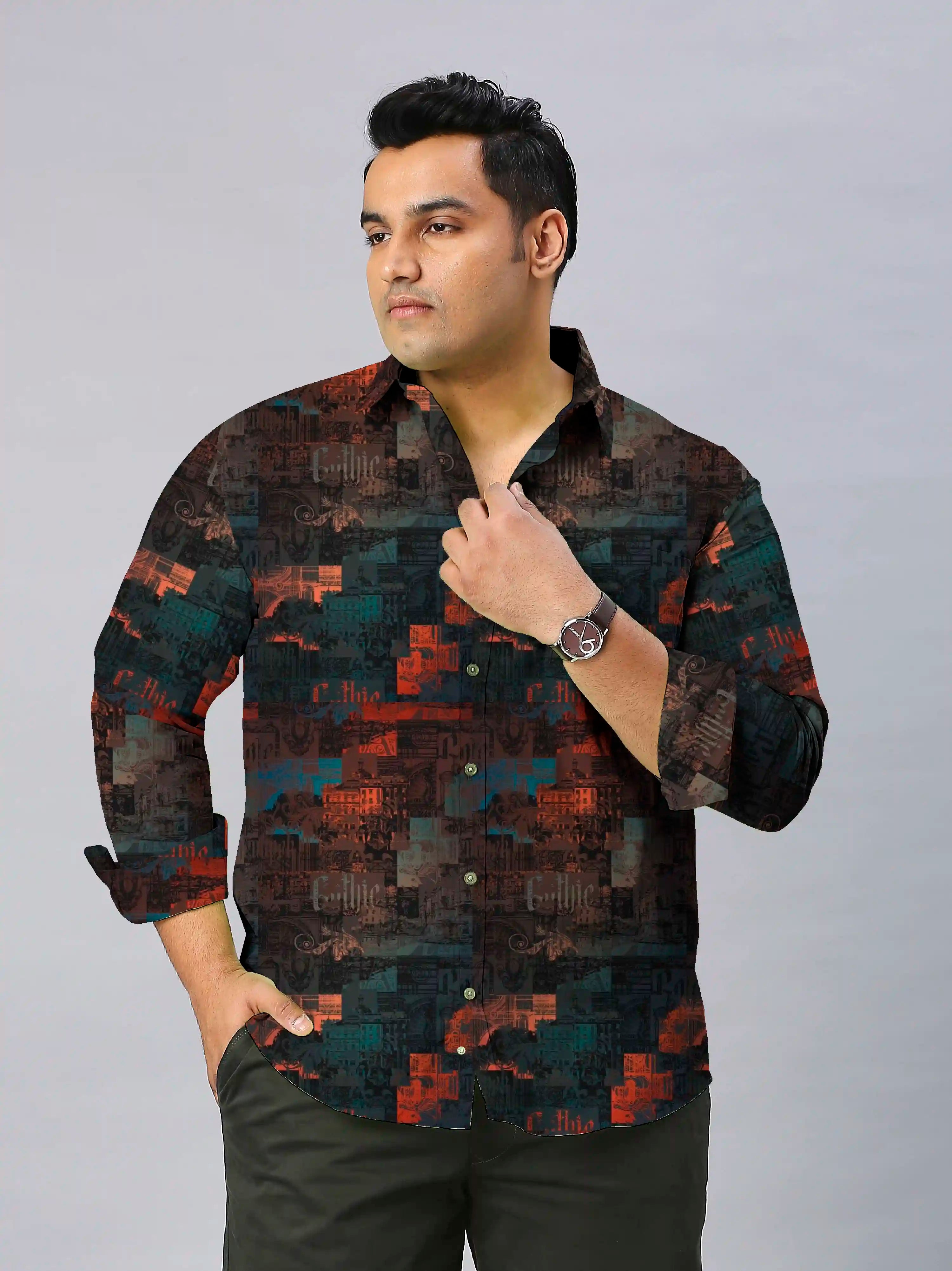 Architec Digital Printed Men's Plus Size Full Sleeve Shirt