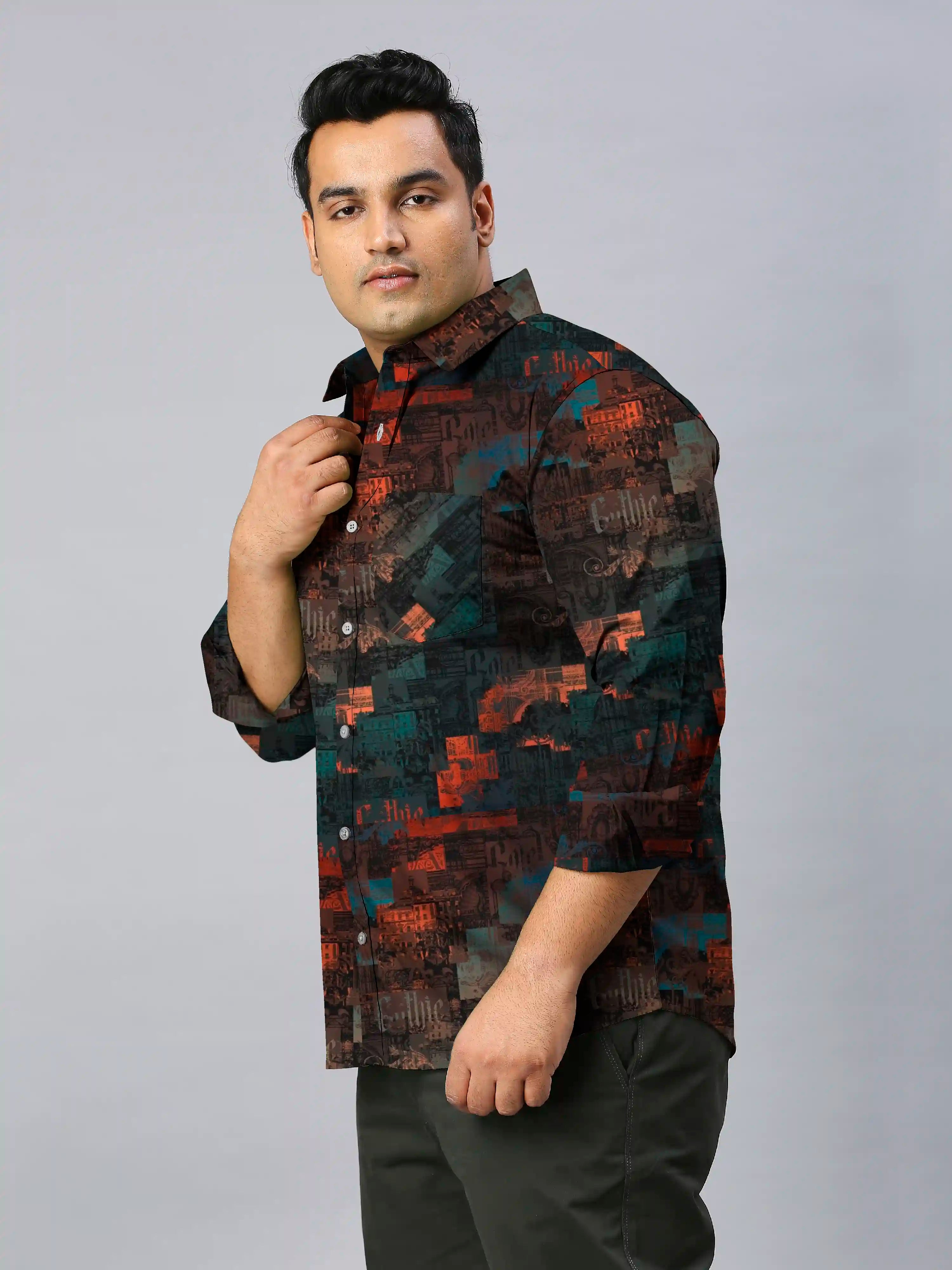 Architec Digital Printed Men's Plus Size Full Sleeve Shirt