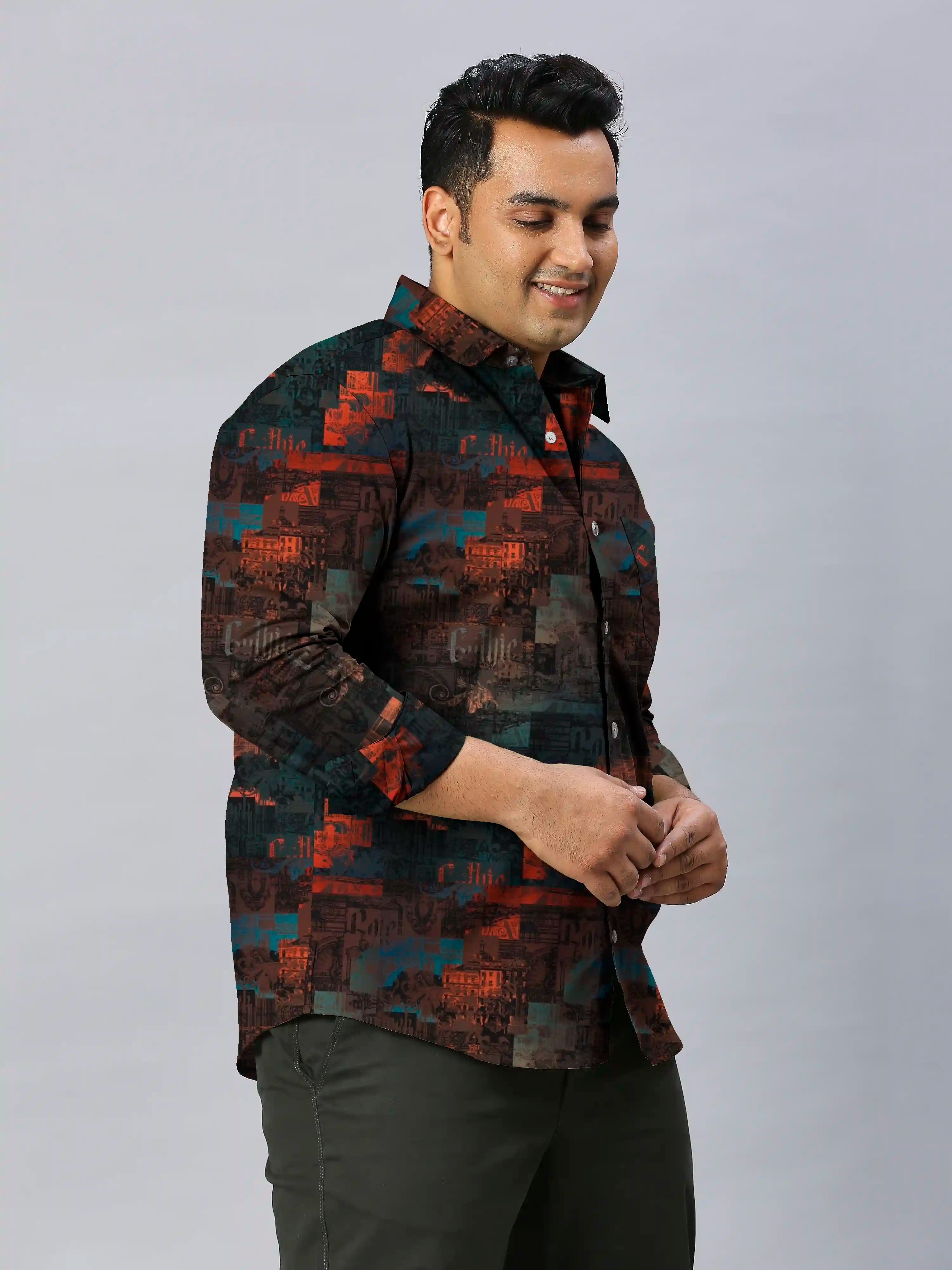 Architec Digital Printed Men's Plus Size Full Sleeve Shirt