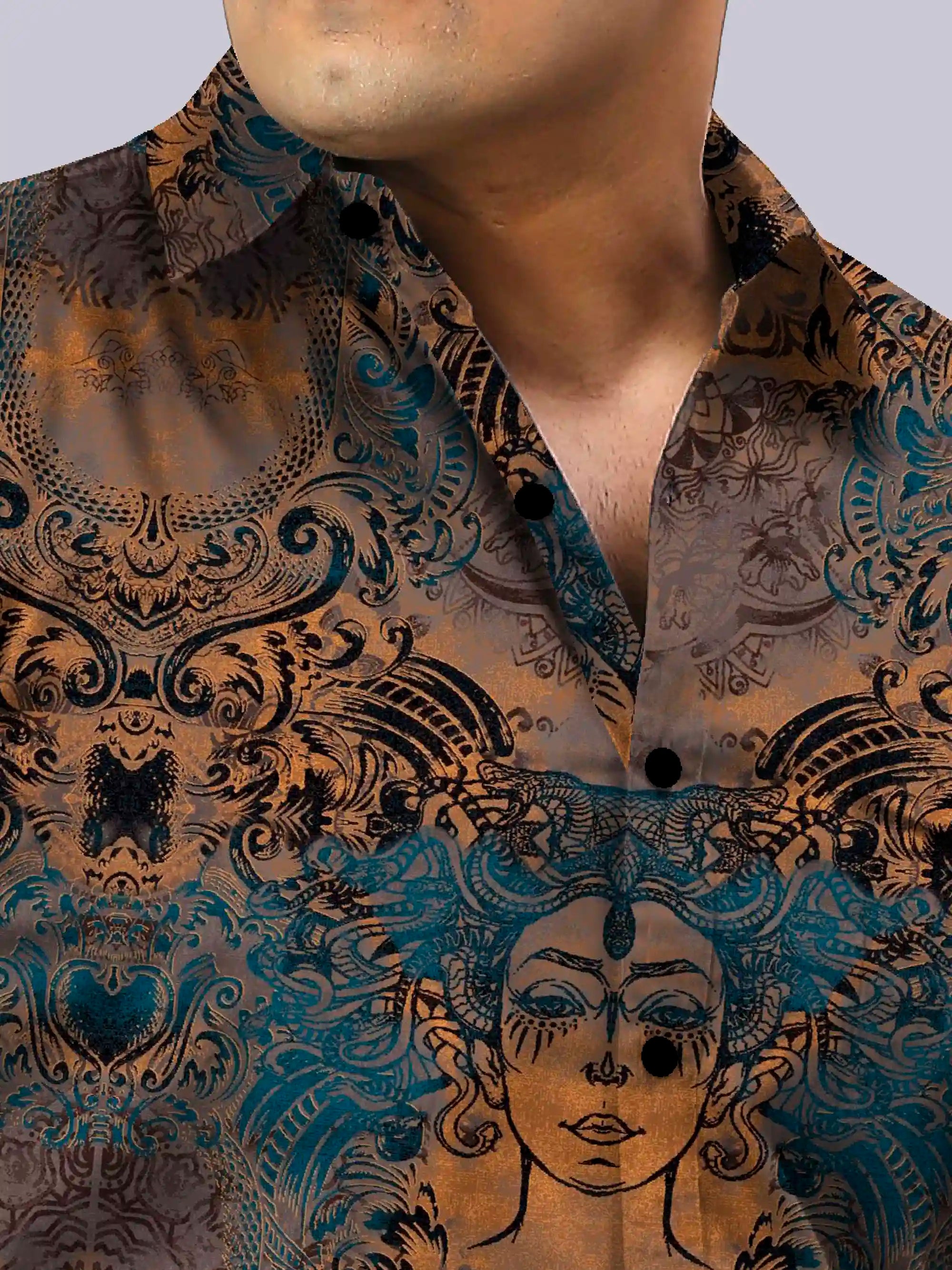 Arts Deco Digital Printed Men's Plus Size Full Sleeve Shirt