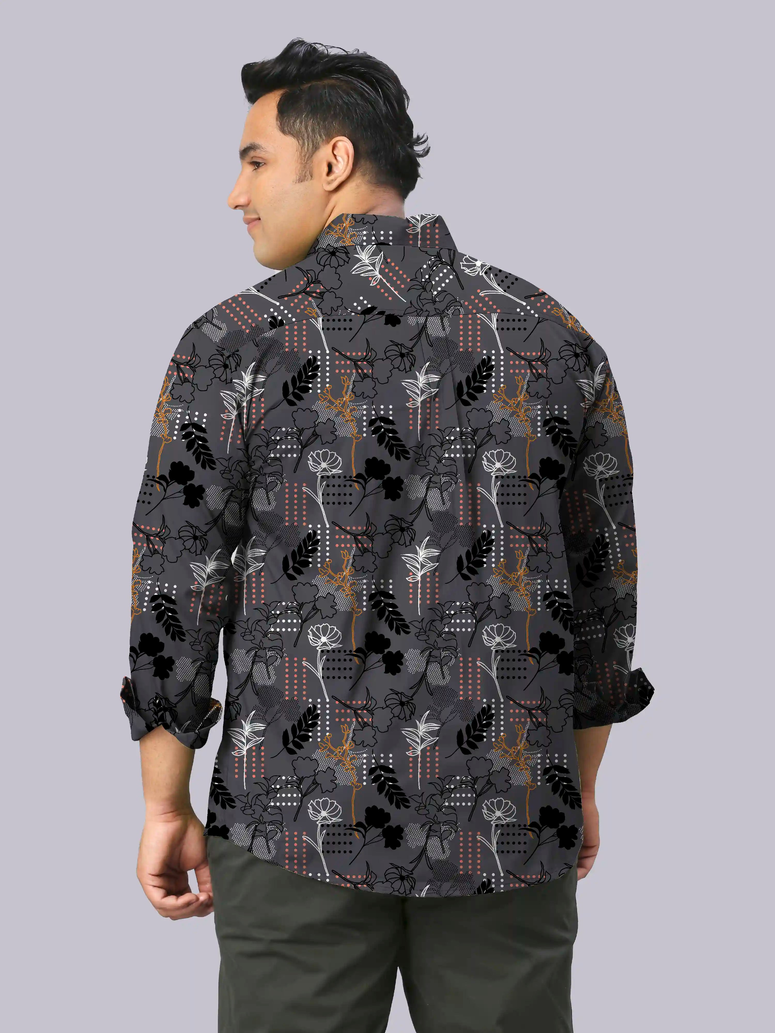 Modern Abstract Digital Printed Men's Plus Size Full Sleeve Shirt