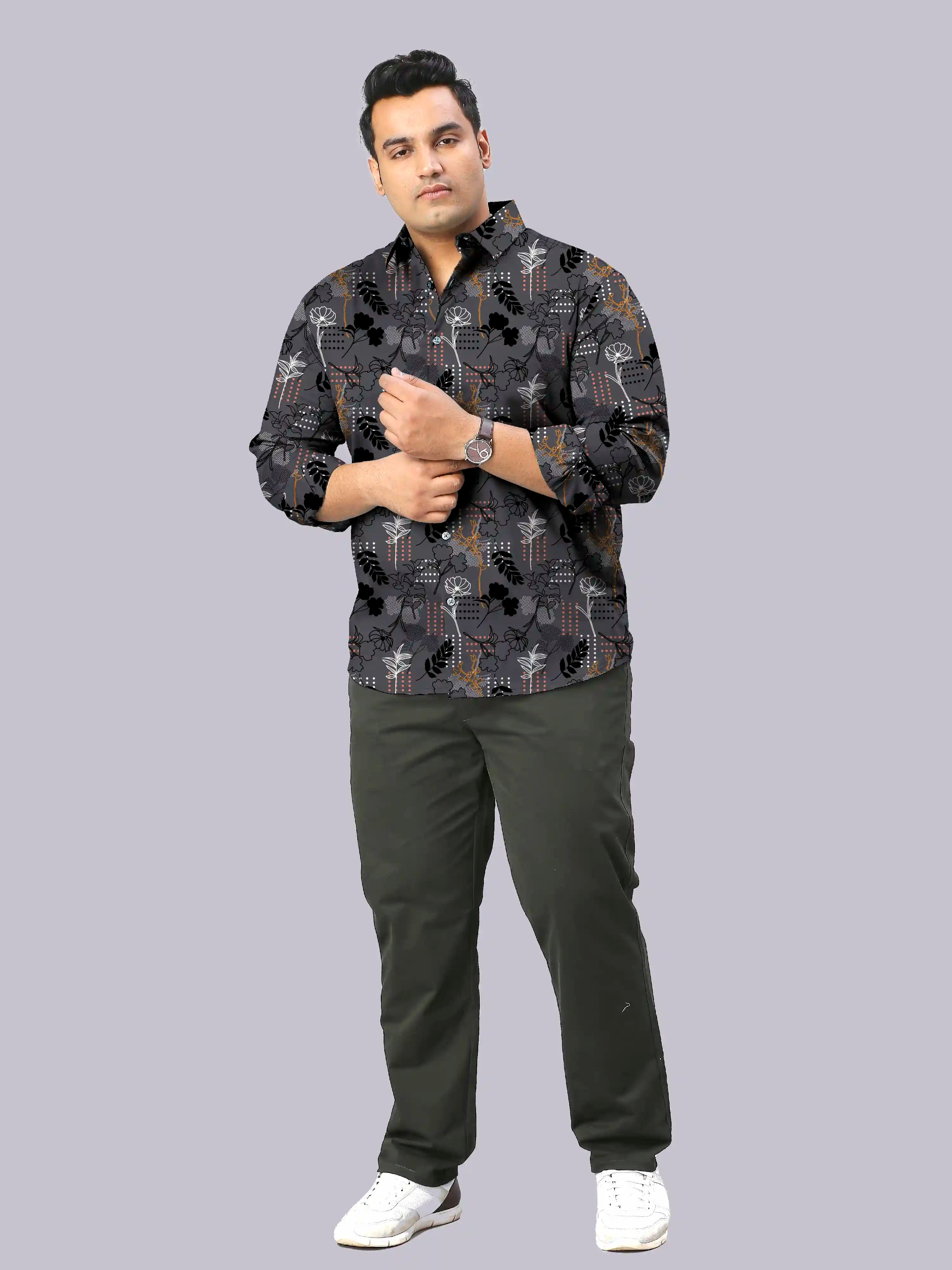 Modern Abstract Digital Printed Men's Plus Size Full Sleeve Shirt