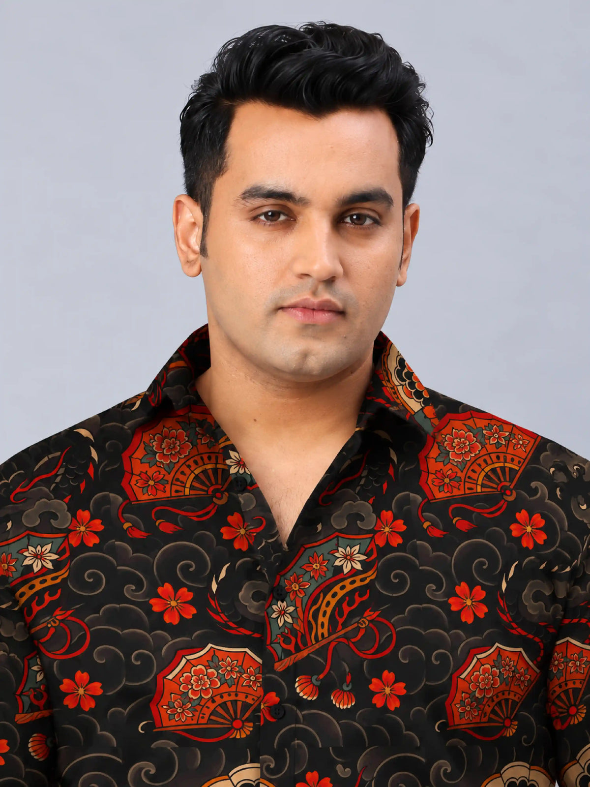 Kyoto Dragon Digital Printed Men's Plus Size Full Sleeve Shirt